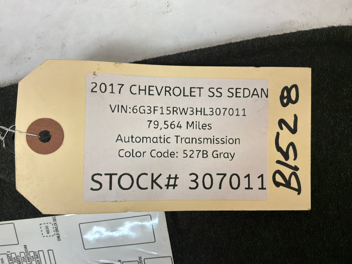 2017 Chevy SS Sedan Battery Stowage Access Hole Door Trim Felt Carpet OEM
