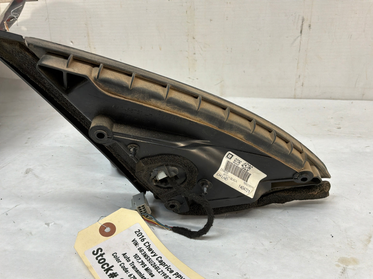 2016 Chevy Caprice PPV LH Driver Exterior Mirror Black OEM