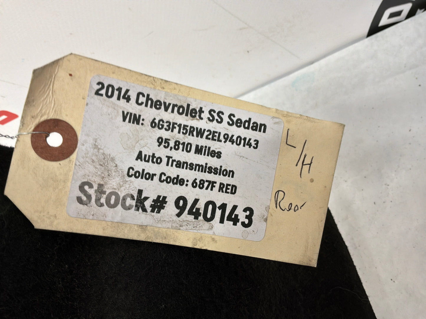 2014 Chevy SS Sedan LH Driver Rear Fender Wheel House Well Liner OEM