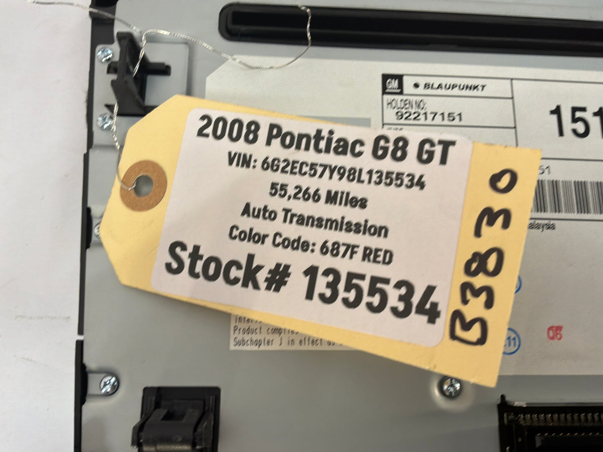 2008 Pontiac G8 GT Blaupunkt AM FM Radio CD Player Climate Control Face Plate OEM