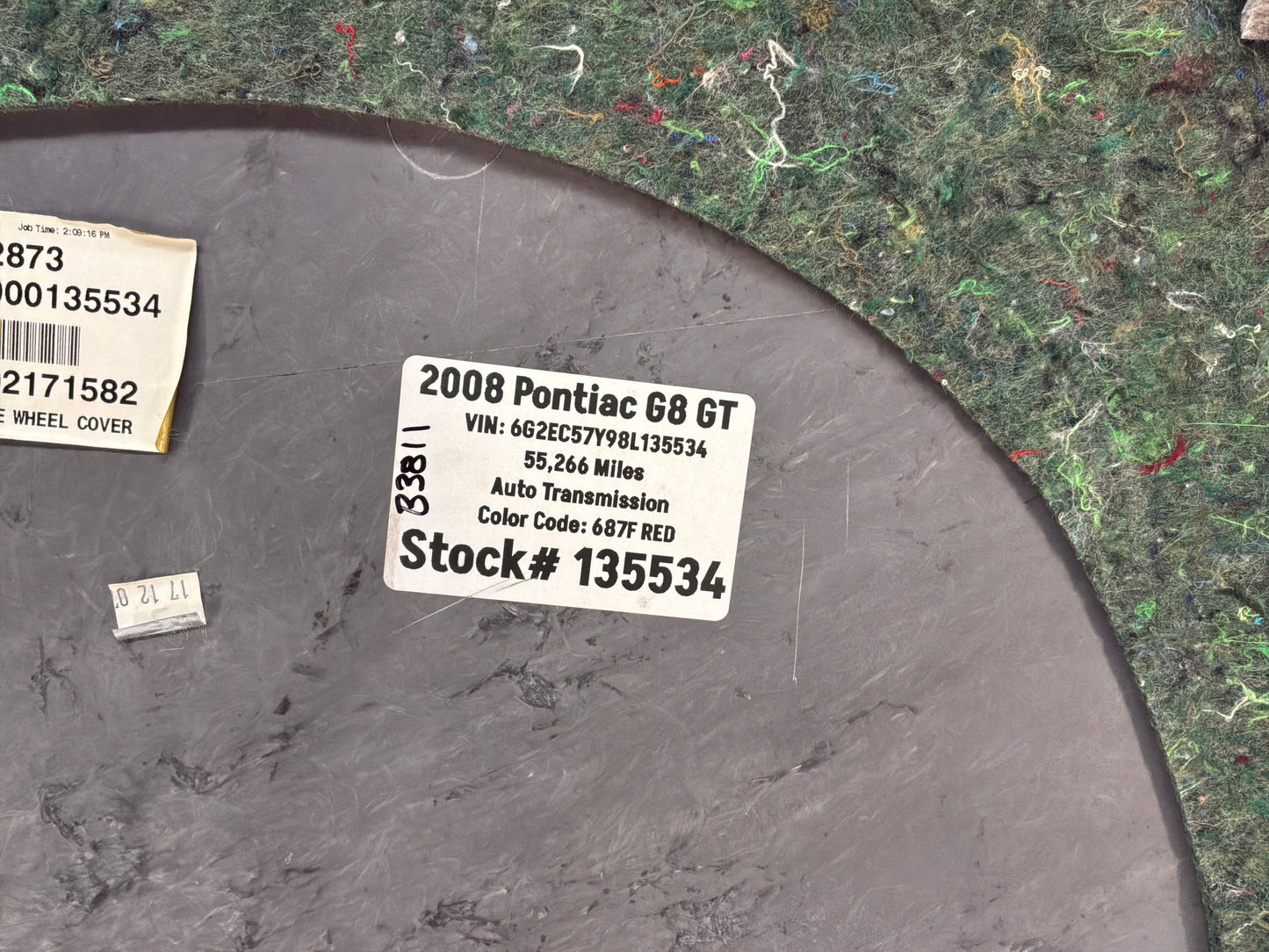 2008 Pontiac G8 GT Spare Tire Trunk Compartment Floor Carpet Mat Panel Cover OEM