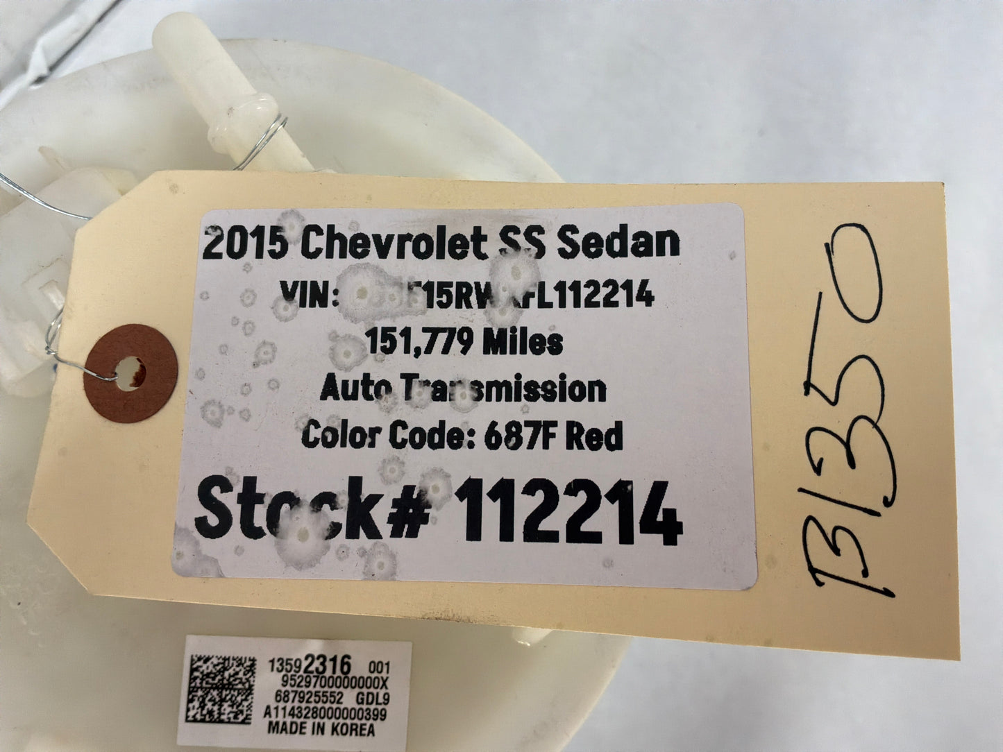 2017 Chevy SS Sedan Fuel Pump & Lever Sending Unit Assembly OEM