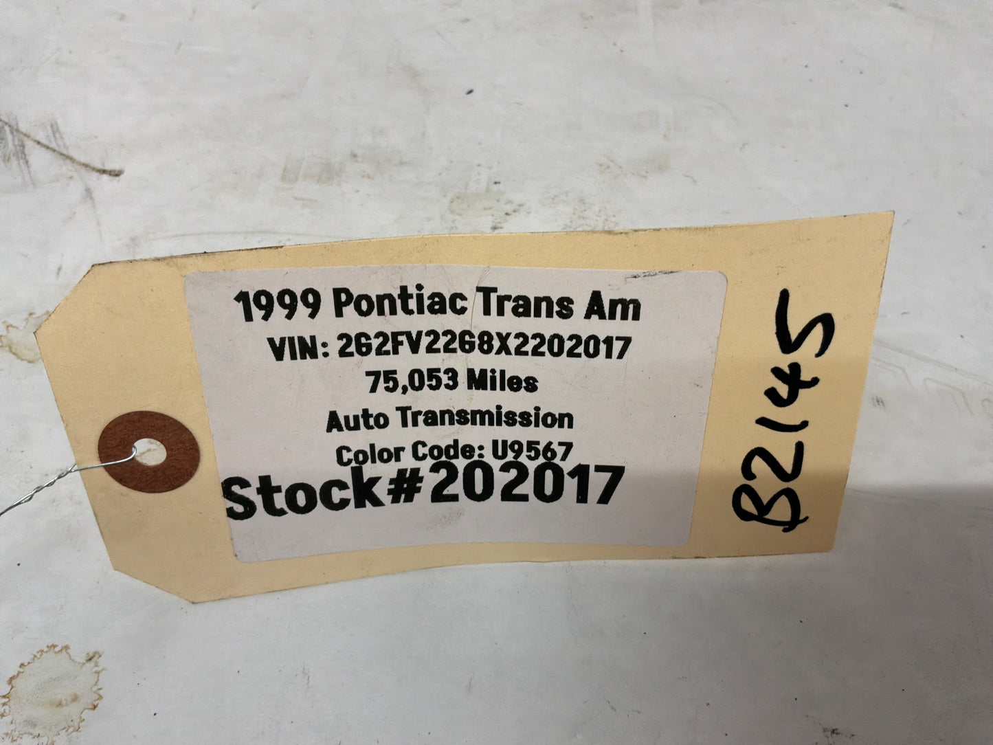 1999 Pontiac Trans Am WS6 Emergency Parking E Brake Handle Lever Ebony Black OEM