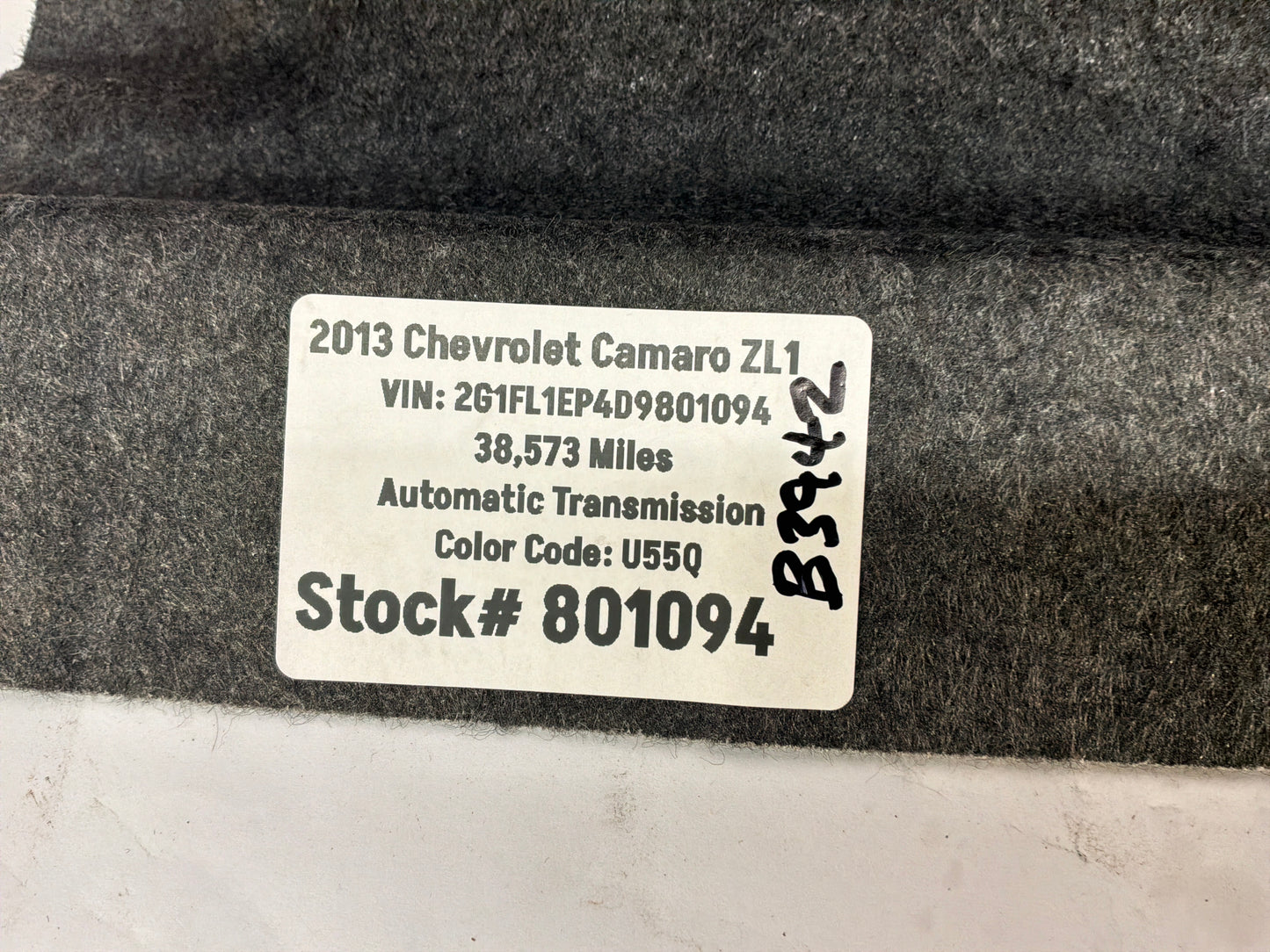 2013 Chevy Camaro ZL1 Trunk Cargo Rear Seat Ski Port Carpet Cover Trim OEM