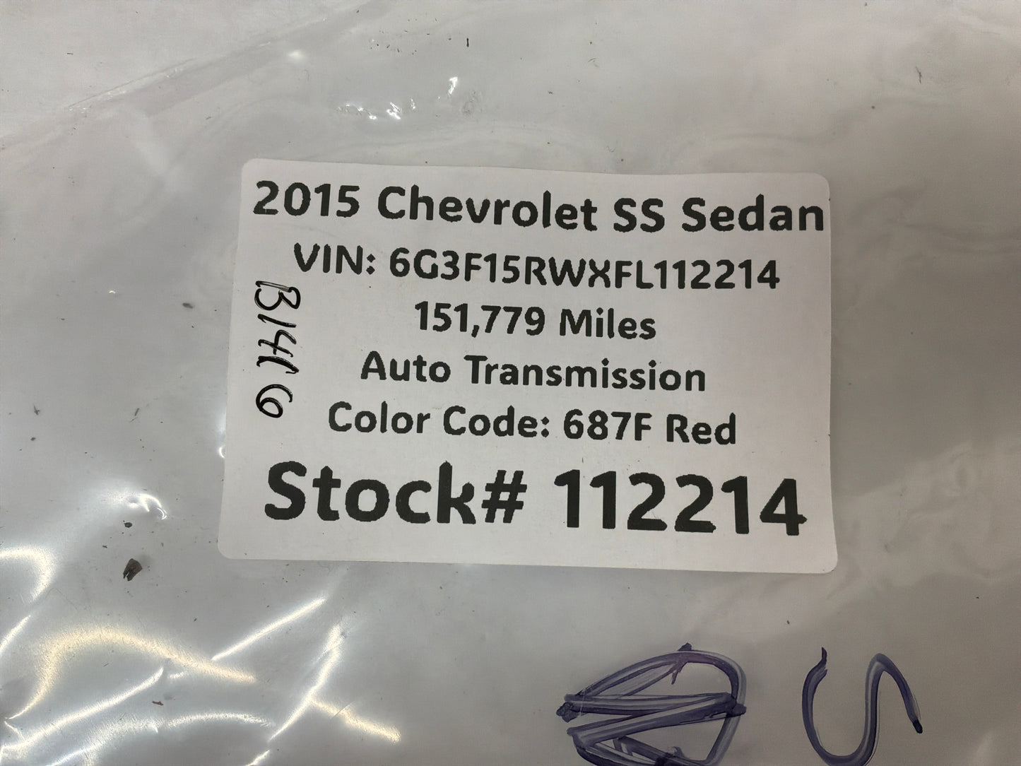 2015 Chevy SS Sedan LH Driver Door Exterior Handles Front and Rear OEM