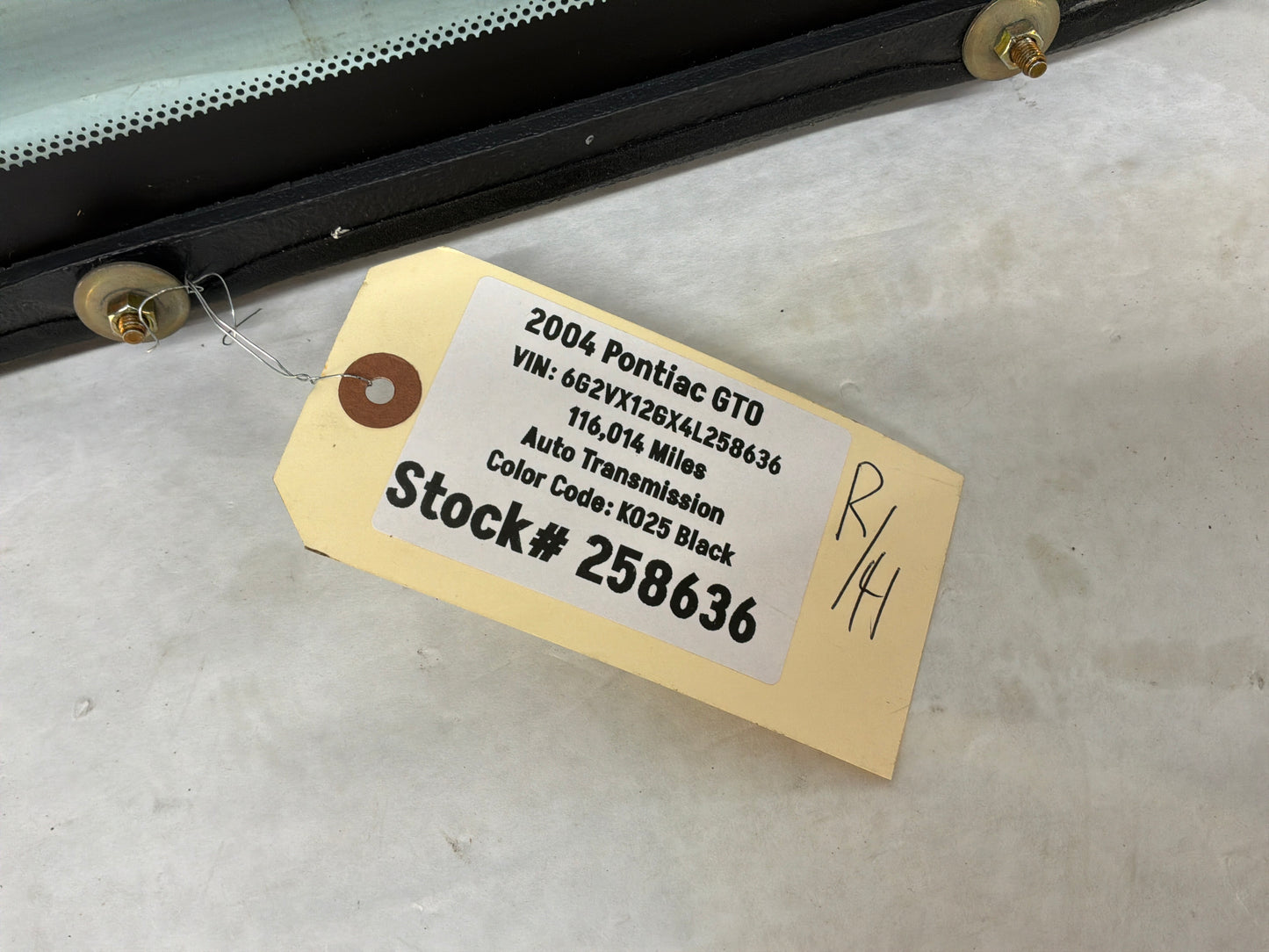 2005 Pontiac GTO RH Passenger Rear Quarter Window Glass OEM