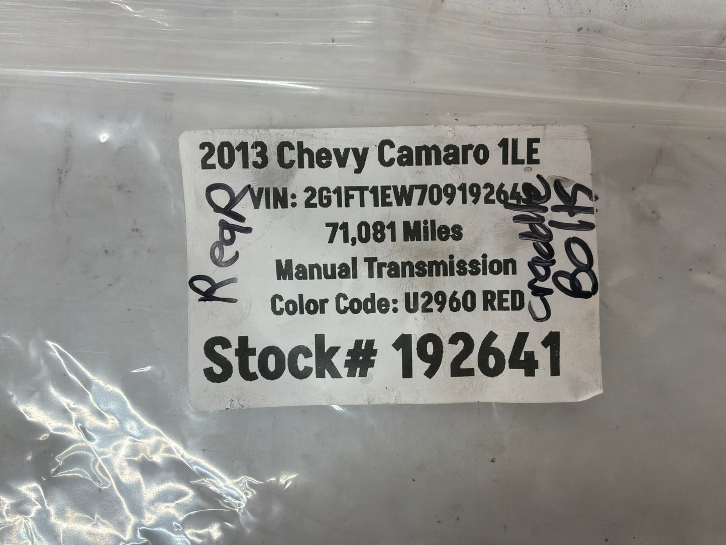 2013 Chevy Camaro 1LE Rear Suspension Cradle K Member Bolts Hardware OEM