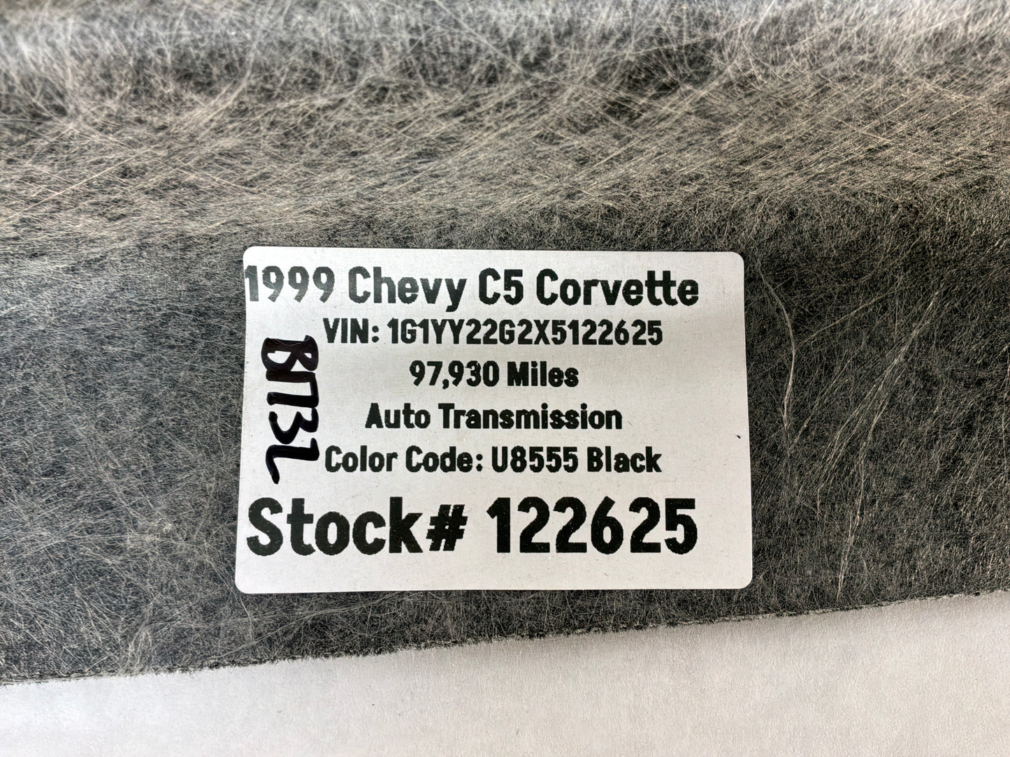 1999 Chevy C5 Corvette Interior Rear Seat Body Panel Cargo Carpet OEM
