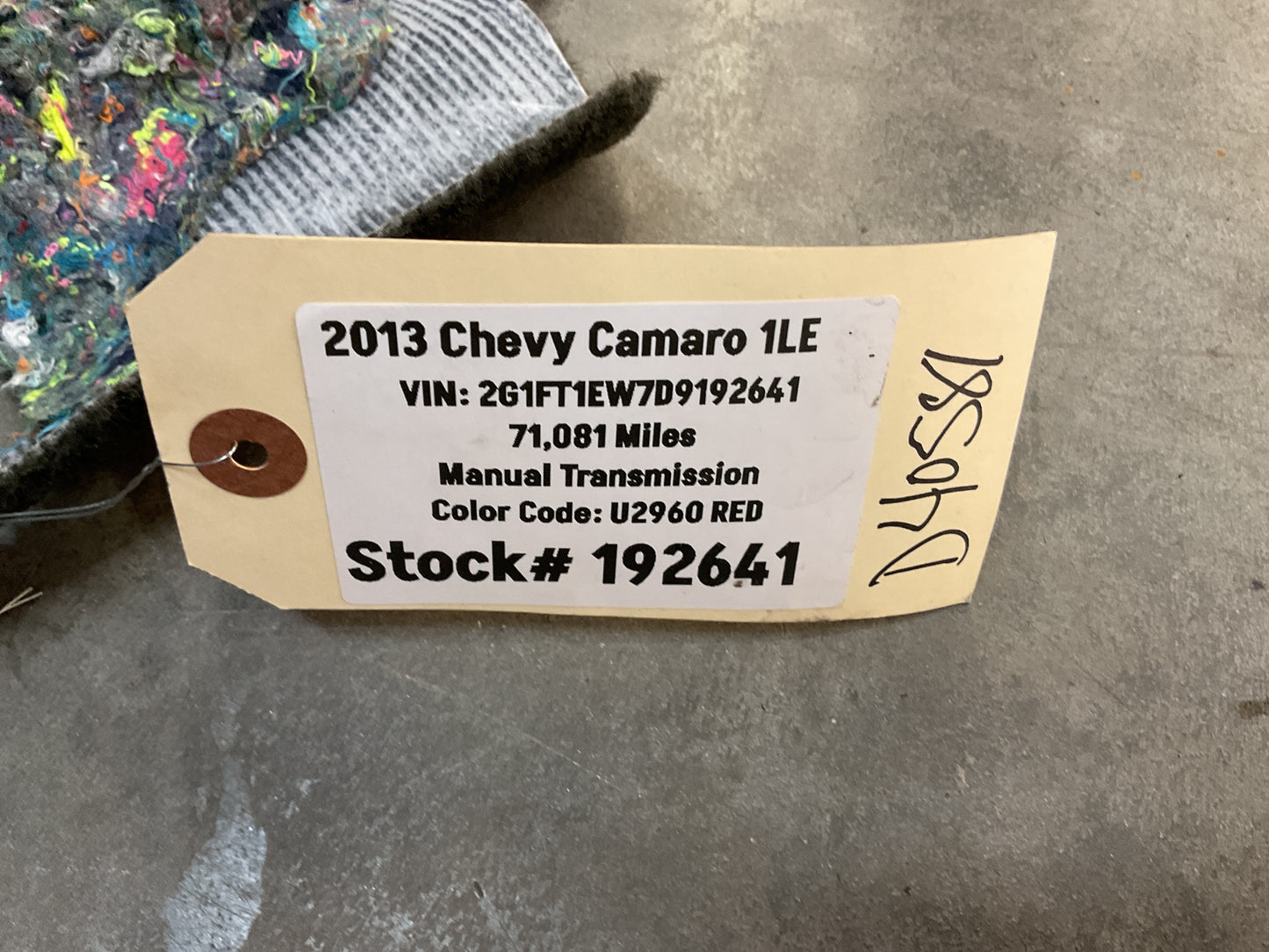 2013 Chevy Camaro 1LE Complete Floor Carpet OEM