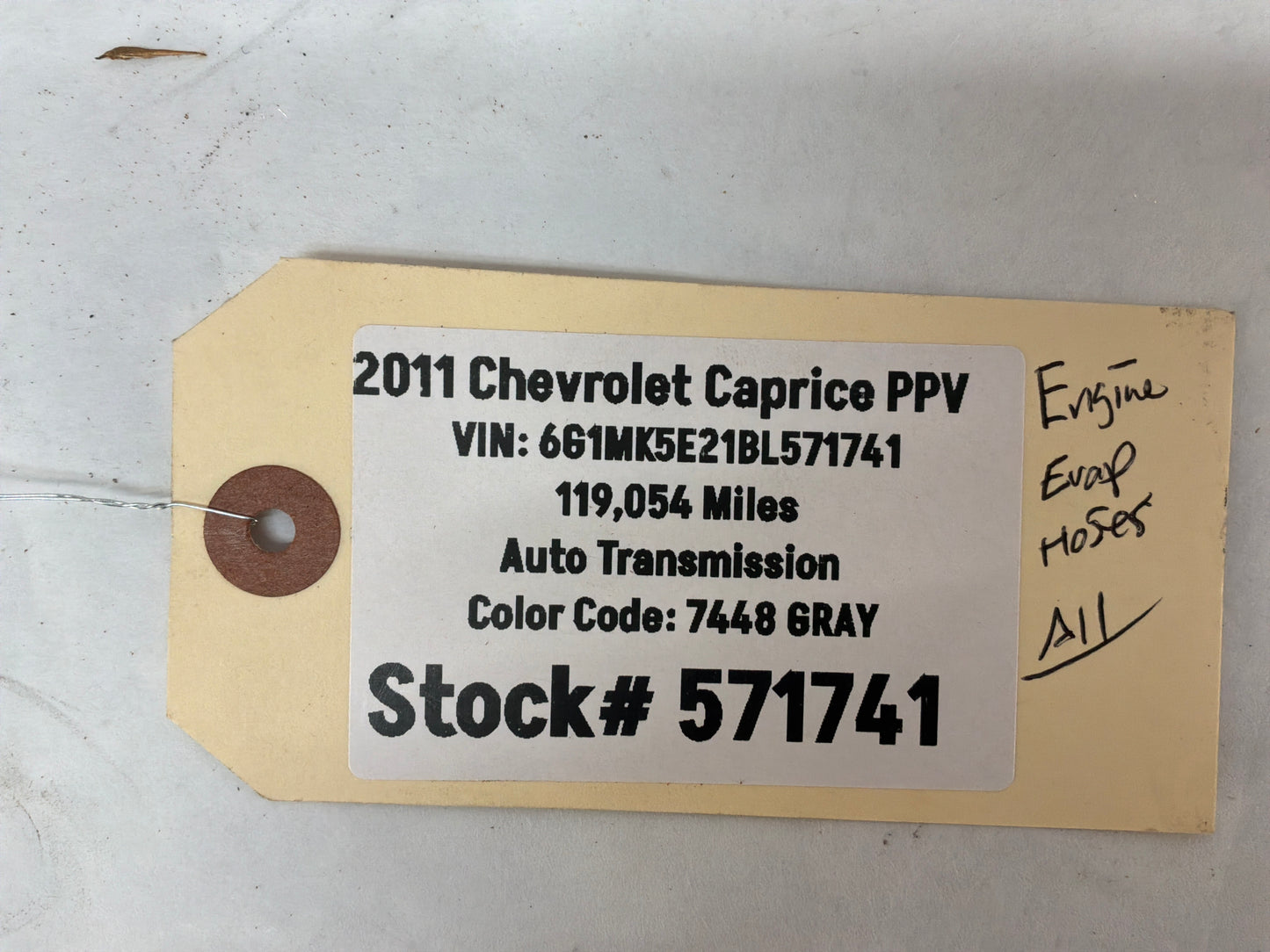 2011 Chevy Caprice PPV Intake Manifold EVAP Purge Solenoid Vacuum Hoses Lines Tubes OEM