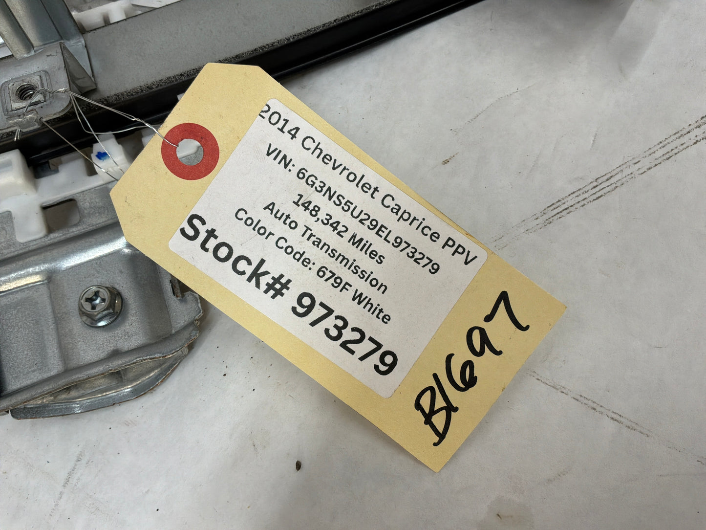 2014 Chevy Caprice PPV LH Driver Rear Window Regulator w/ Motor OEM