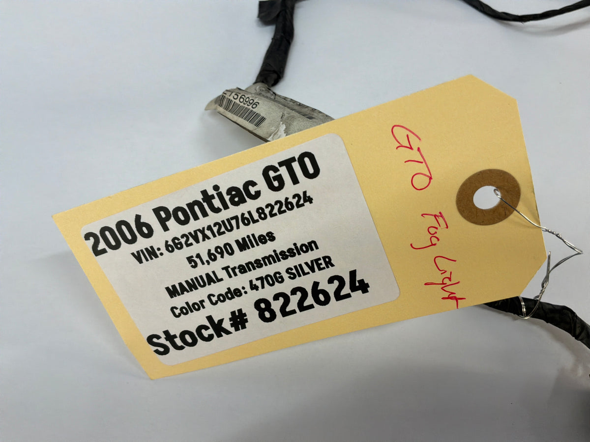 2006 Pontiac GTO Front Bumper Fog Light Lamp Wire Wiring Harness OEM