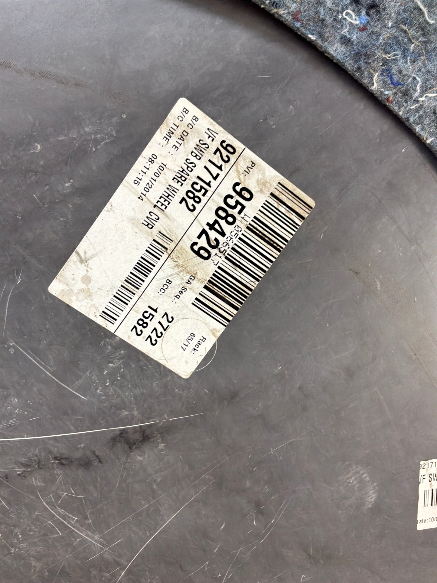 2014 Chevy SS Sedan Spare Tire Trunk Compartment Carpet Floor Panel Cover OEM - Day's Parts Yard