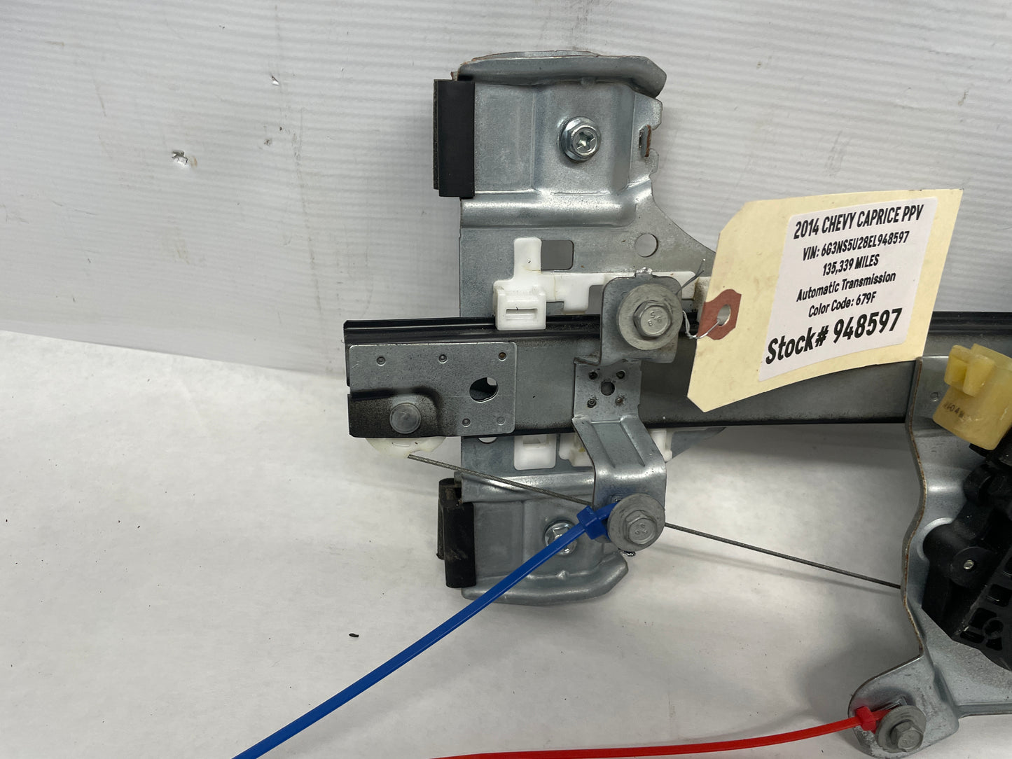 2014 Chevy Caprice PPV RH Passenger Rear Window Regulator OEM - Day's Parts Yard
