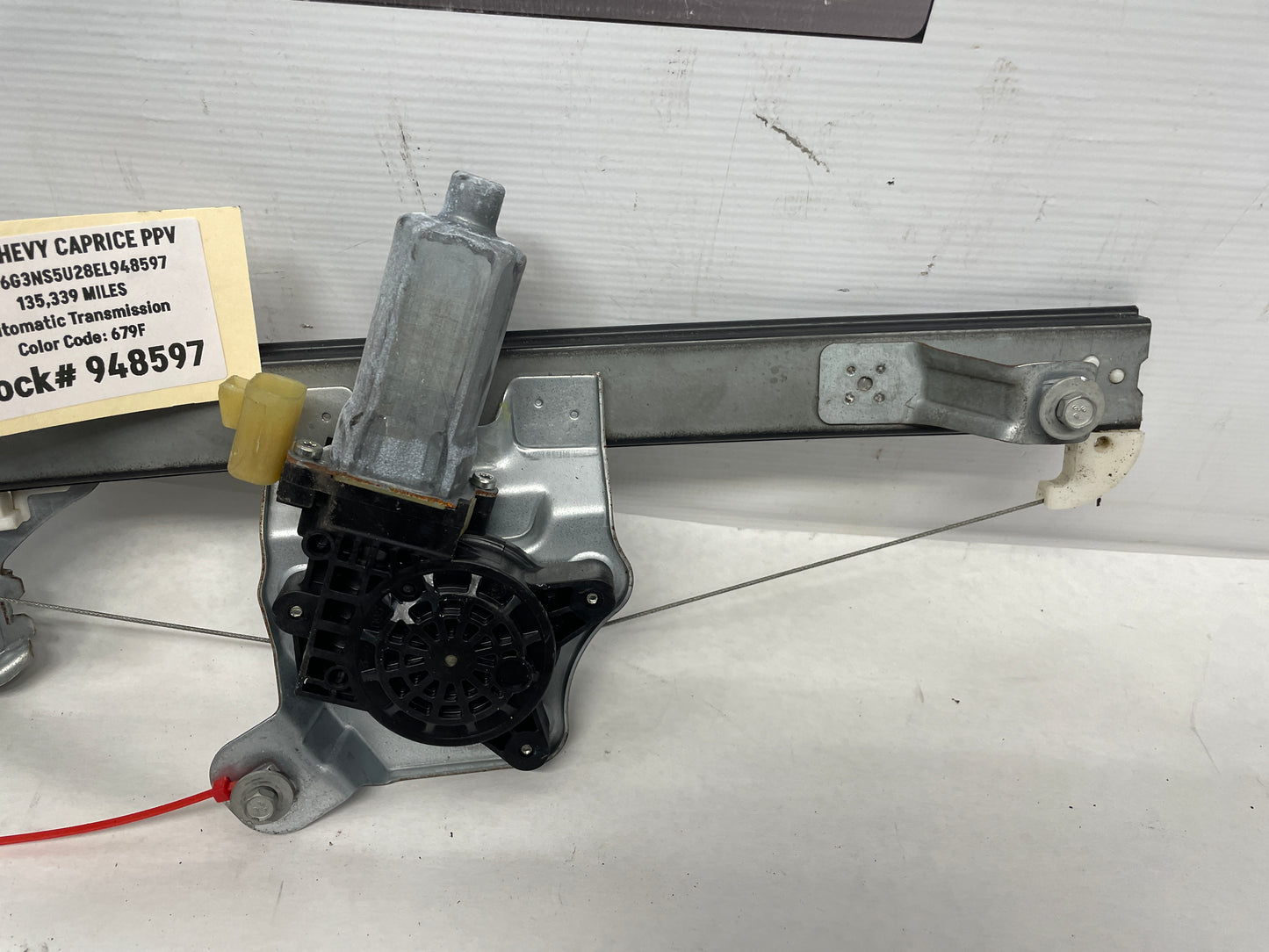 2014 Chevy Caprice PPV RH Passenger Rear Window Regulator OEM - Day's Parts Yard