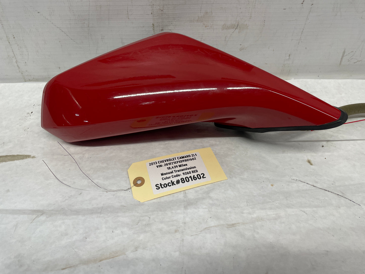 2013 Chevy Camaro ZL1 RH Passenger Exterior Heated Mirror Red OEM - Day's Parts Yard