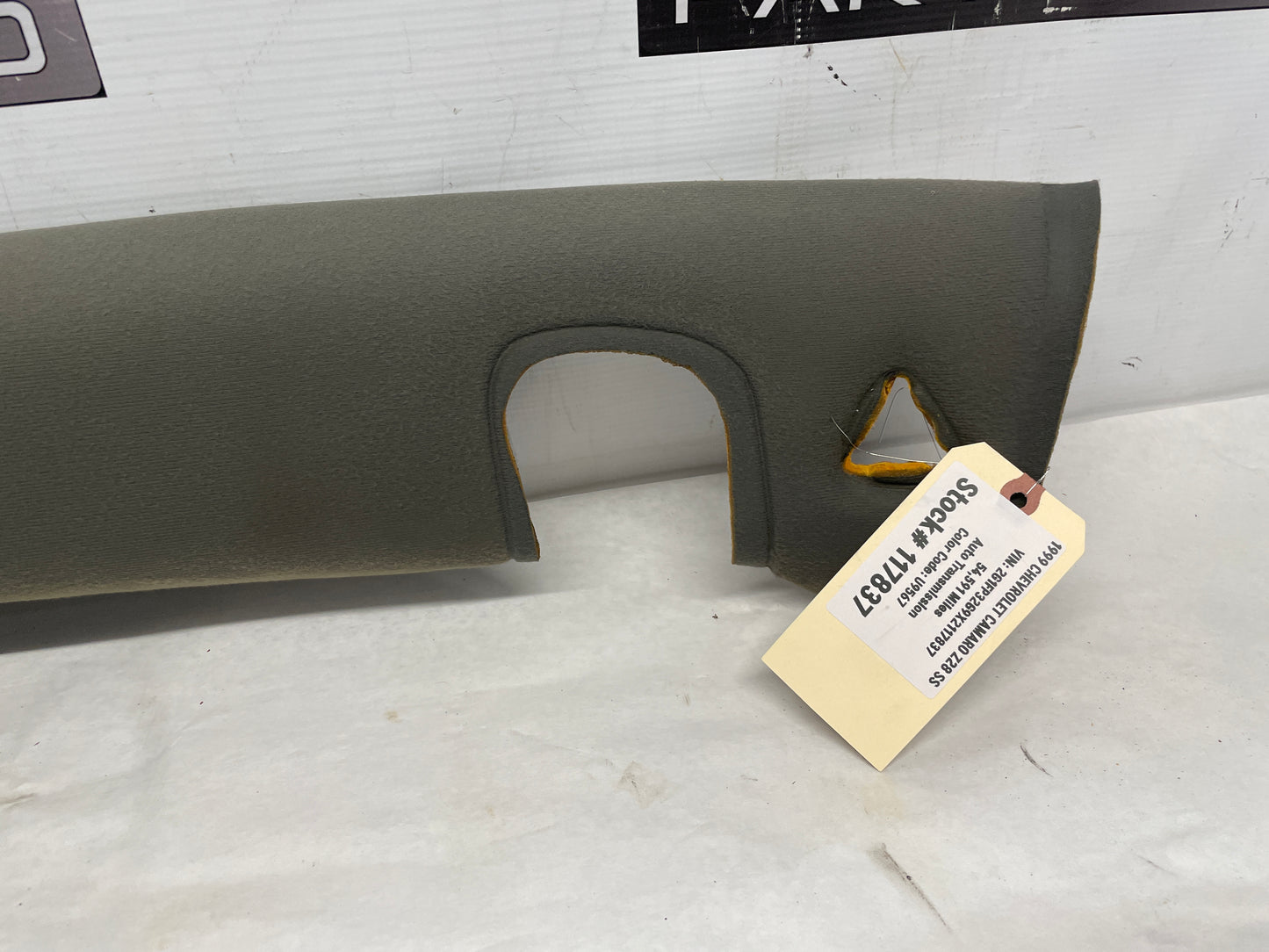 1999 Chevy Camaro Z28 SS Convertible Head Liner Headliner Upper Garnish Grey Gray OEM - Day's Parts Yard