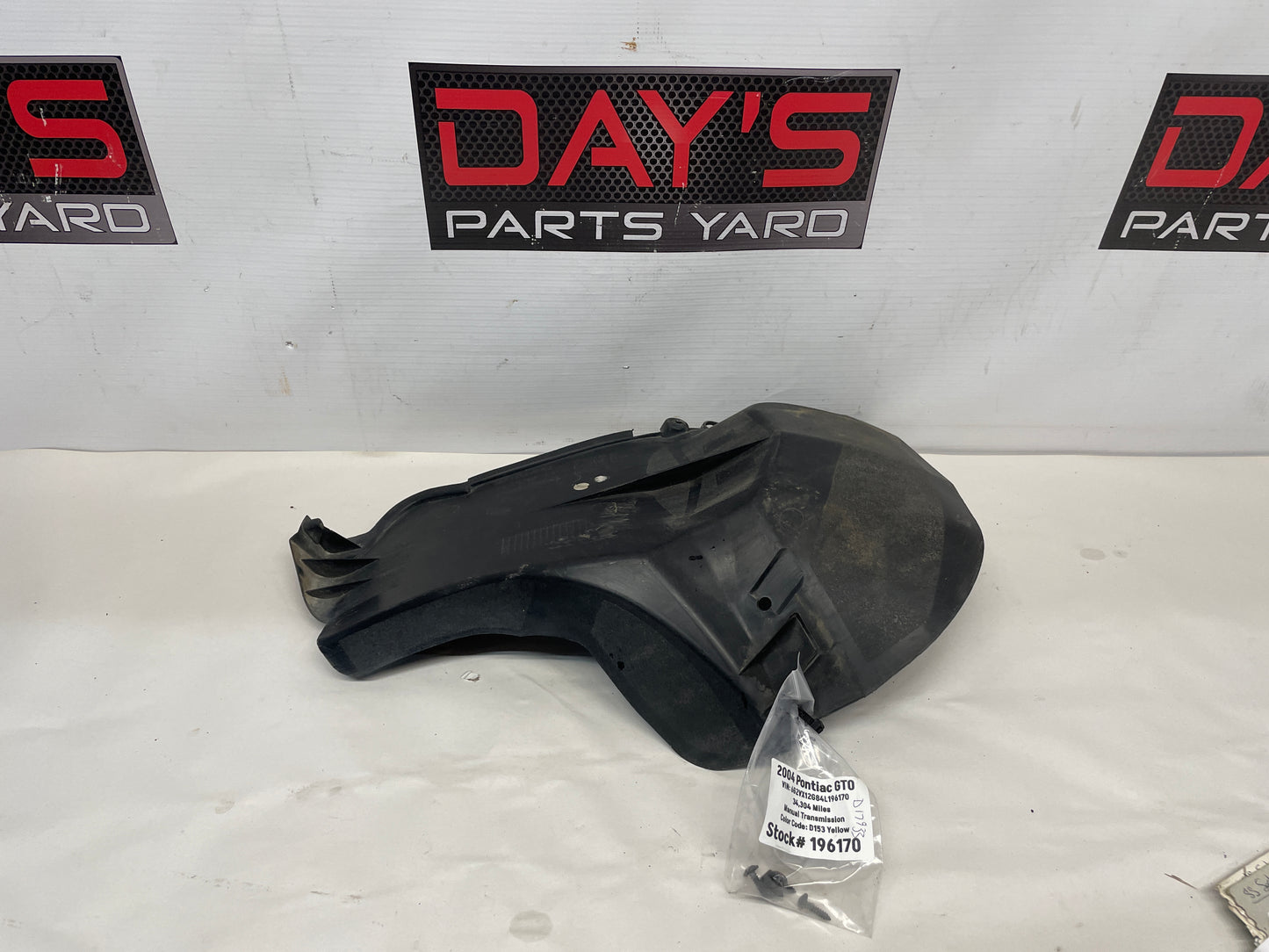 2004 Pontiac GTO LH Driver Rear Wheel Well Liner OEM - Day's Parts Yard