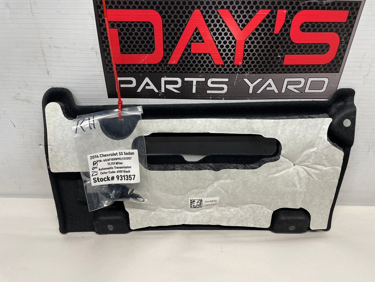2014 Chevy SS Sedan Lower Dash Trim Insulator Panel OEM - Day's Parts Yard
