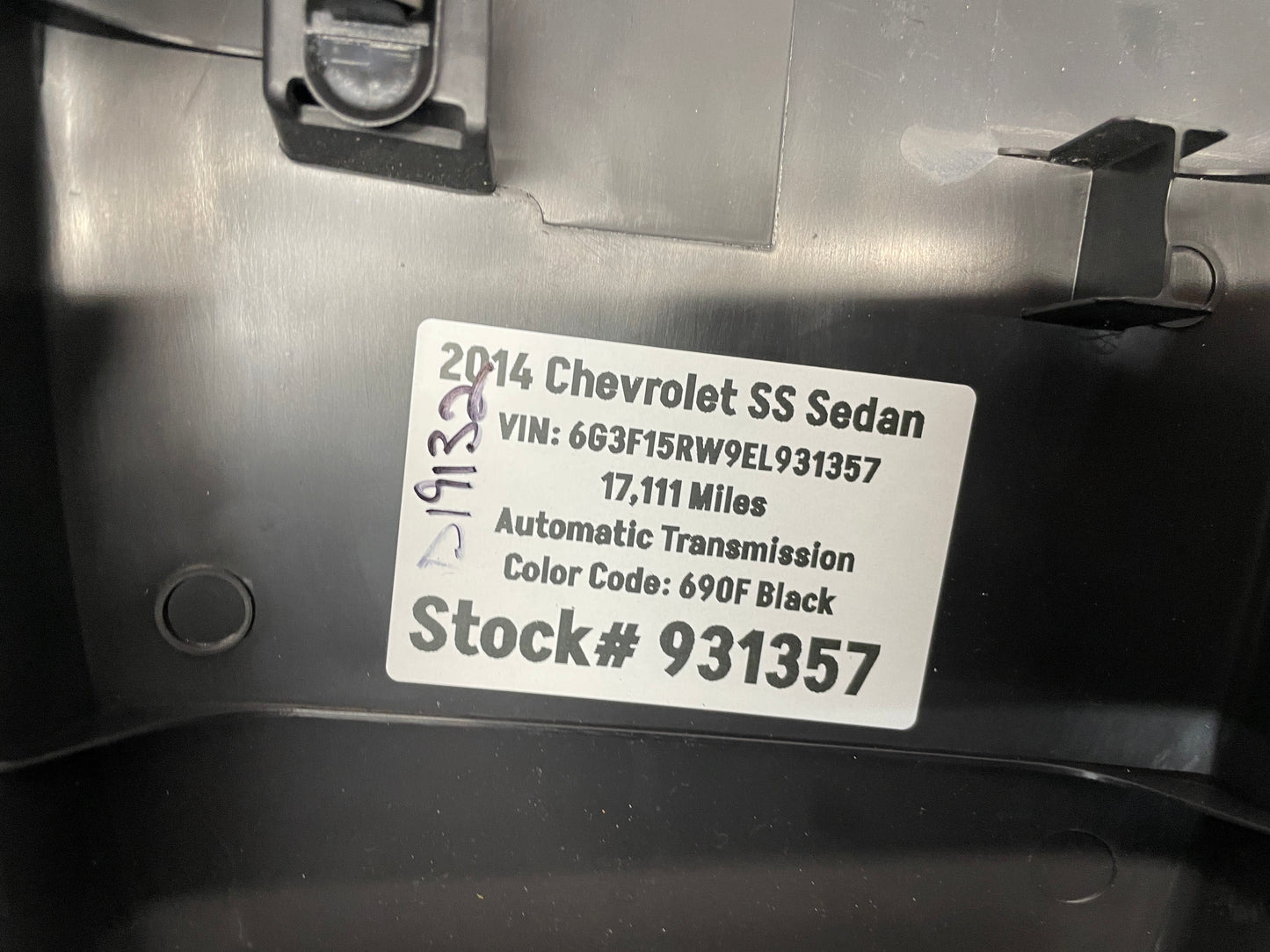 2014 Chevy SS Sedan RH Passenger Interior B Pillar Trim Molding Cover Panel OEM - Day's Parts Yard
