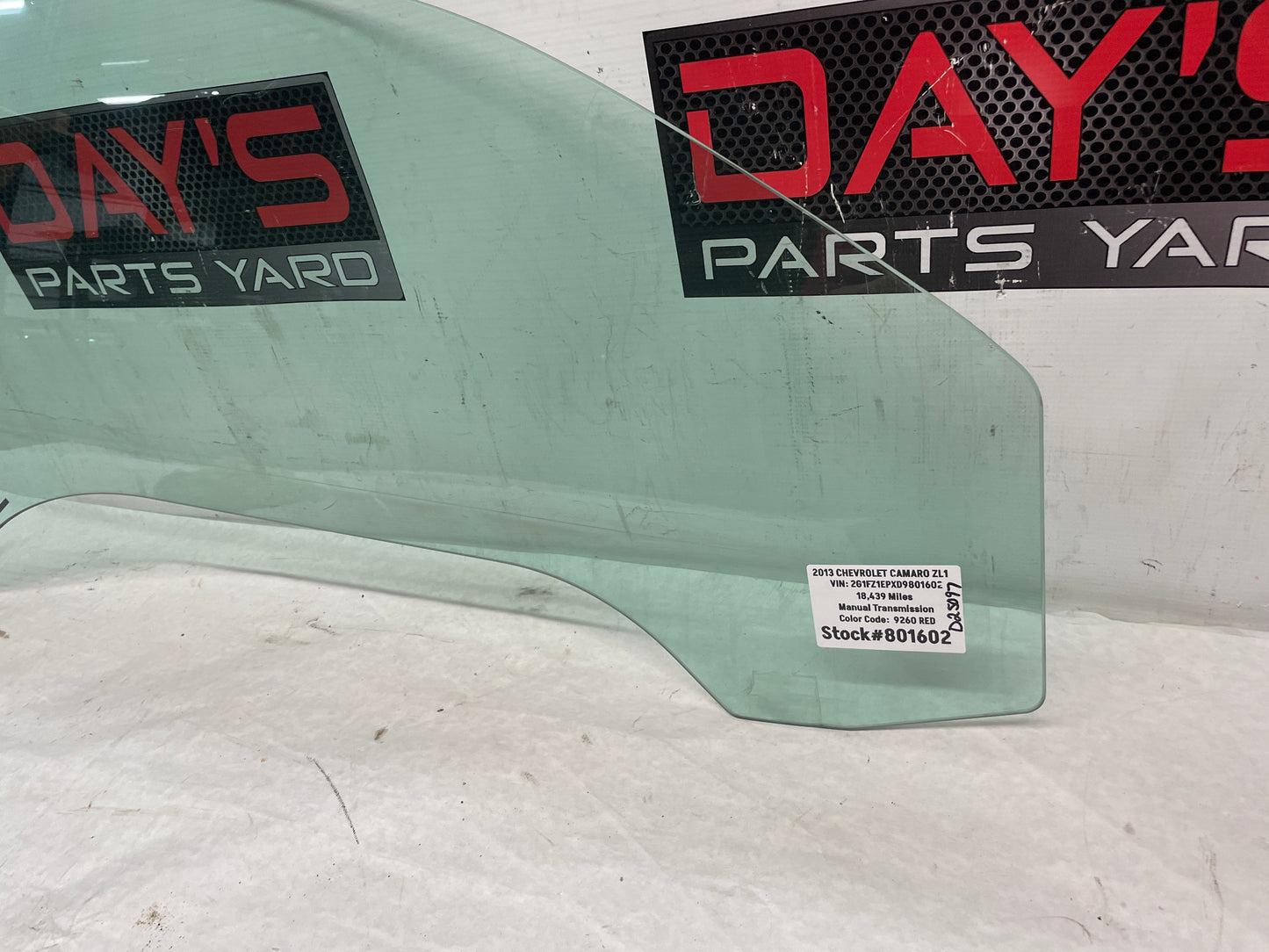 2013 Chevy Camaro ZL1 RH Passenger Door Window Glass OEM - Day's Parts Yard