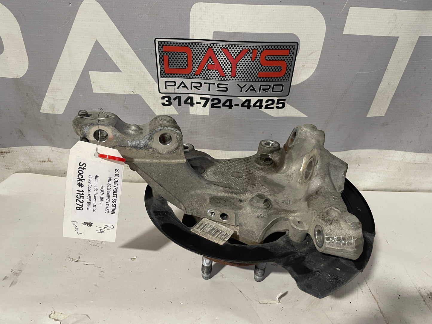 2015 Chevy SS Sedan Front RH Passenger Spindle Knuckle Hub Assembly OEM - Day's Parts Yard