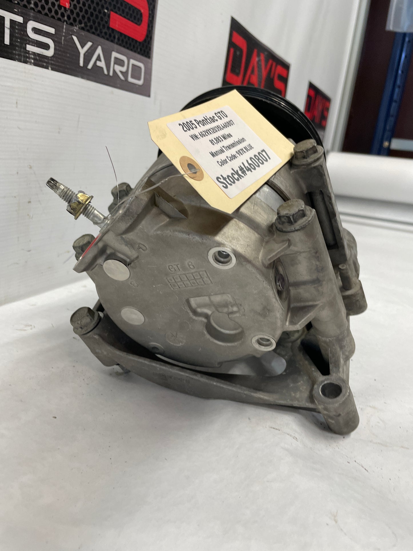 2005 Pontiac GTO AC Air Conditioner Compressor w/ Bracket OEM - Day's Parts Yard