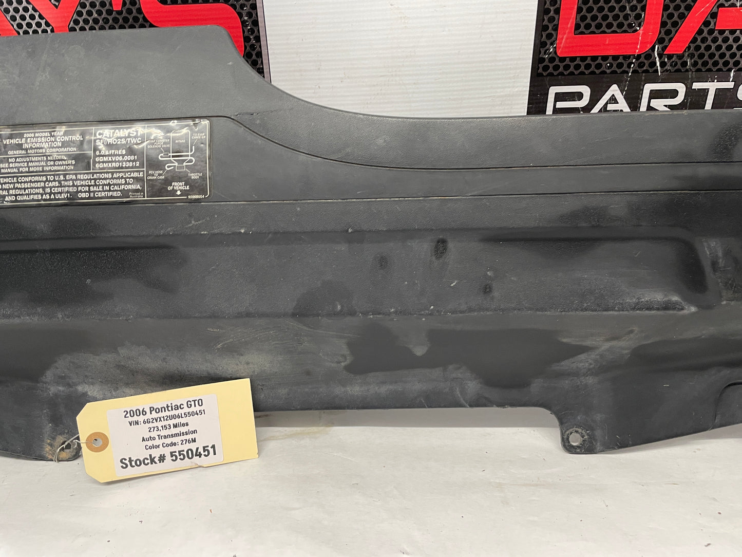 2006 Pontiac GTO Upper Radiator Core Support Cover Air Baffle Cover OEM - Day's Parts Yard
