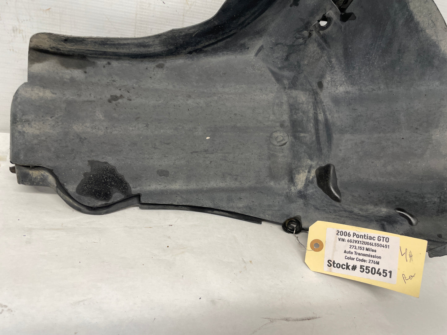 2006 Pontiac GTO LH Driver Rear Wheel Well House Fender Liner OEM - Day's Parts Yard