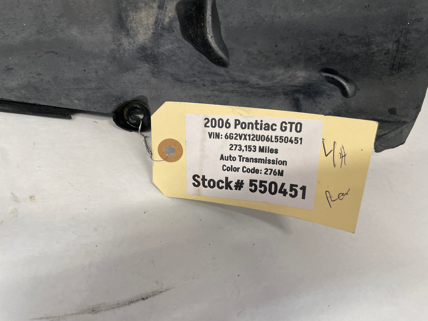 2006 Pontiac GTO LH Driver Rear Wheel Well House Fender Liner OEM - Day's Parts Yard