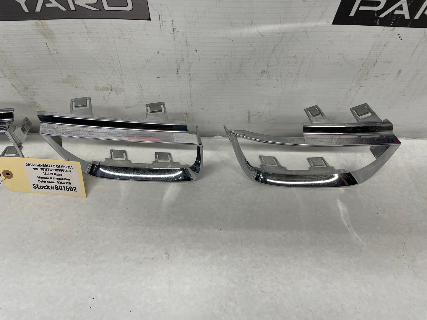 2013 Chevy Camaro ZL1 RH & LH Inner Tail Light Taillight Chrome Bezels OEM - Day's Parts Yard