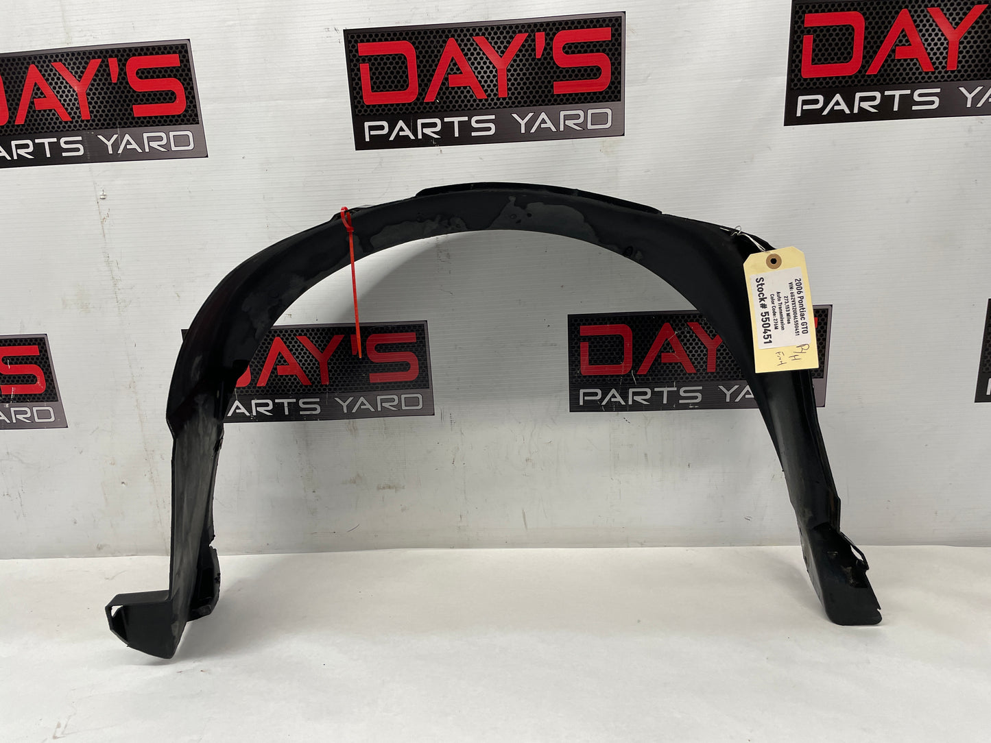 2006 Pontiac GTO RH Passenger Front Fender Wheel House Well Liner OEM - Day's Parts Yard