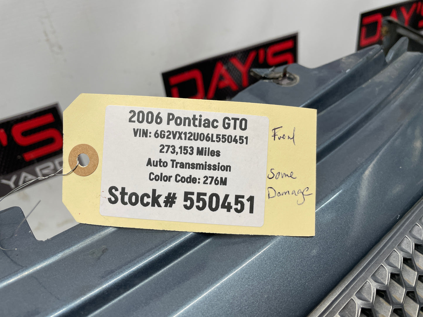 2006 Pontiac GTO Complete Rear Bumper Cover w/ Insert Valance Panel OEM - Day's Parts Yard