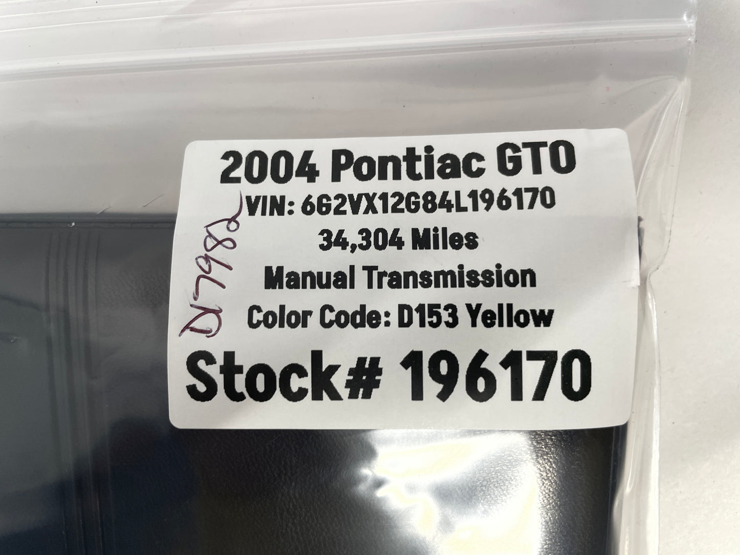 2004 Pontiac GTO Owners Manual Booklet OEM - Day's Parts Yard
