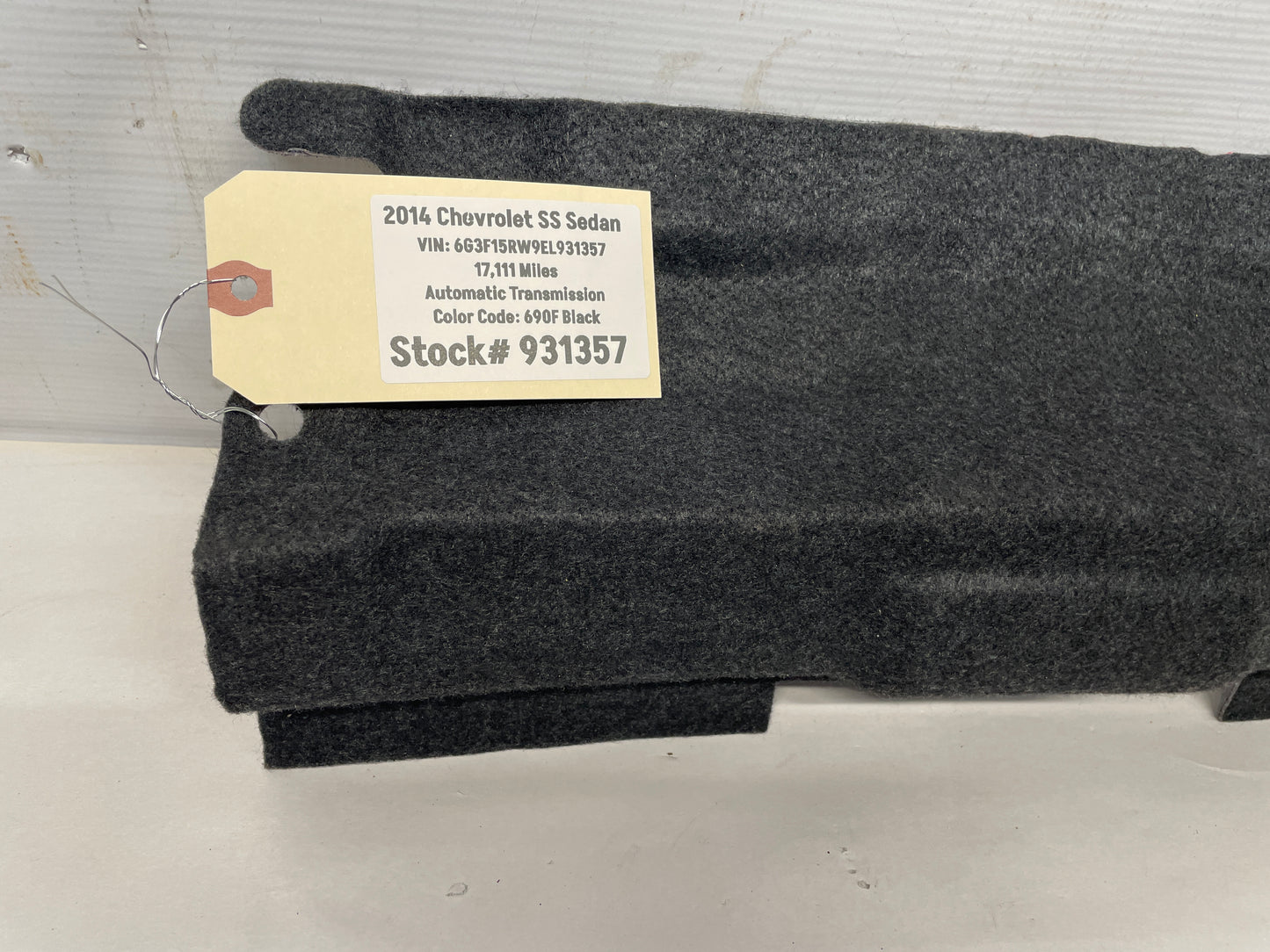 2014 Chevy SS Sedan Rear Seat Ski Port Felt Carpet OEM - Day's Parts Yard
