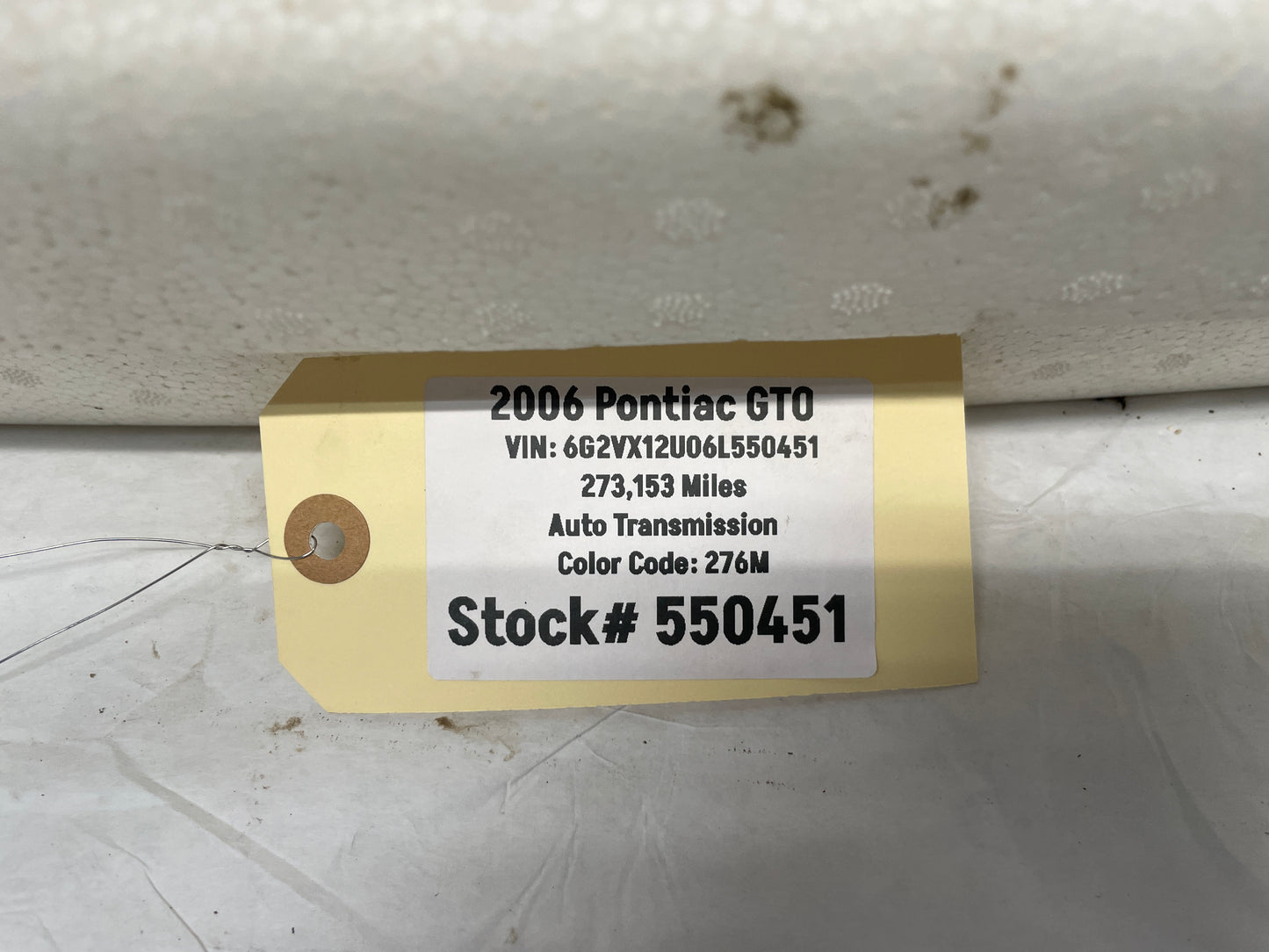 2006 Pontiac GTO Rear Bumper Impact Energy Absorber Foam OEM - Day's Parts Yard