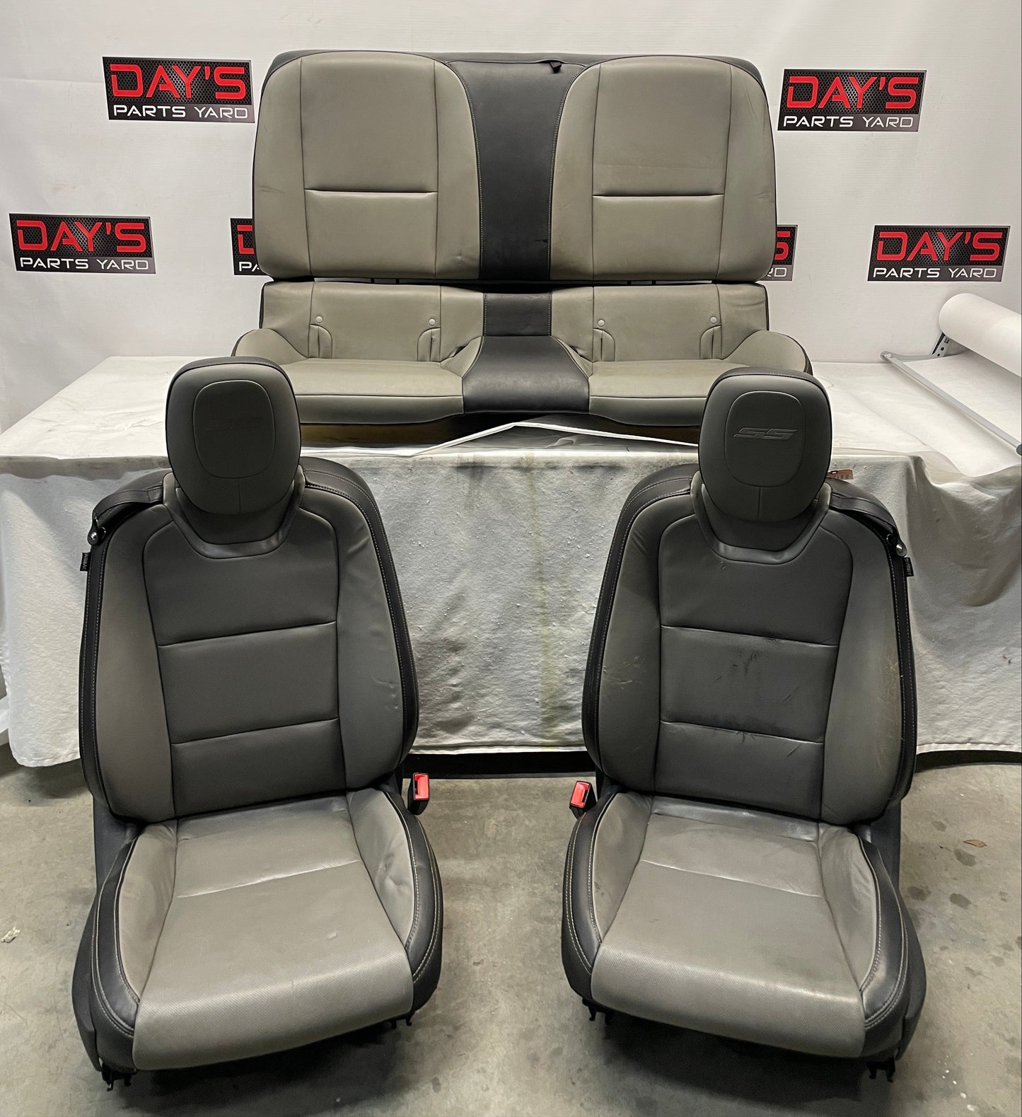 2012 Chevy Camaro SS Seats Fronts and Rears Black and Gray Grey Leather OEM - Day's Parts Yard