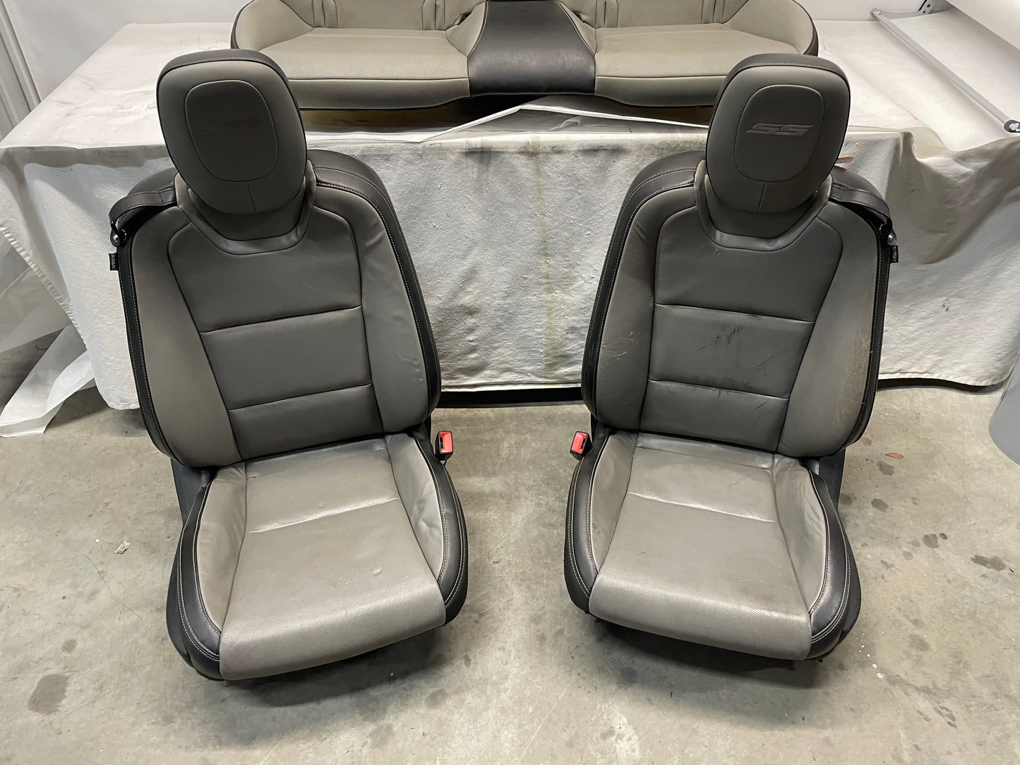 2012 Chevy Camaro SS Seats Fronts and Rears Black and Gray Grey Leather OEM - Day's Parts Yard