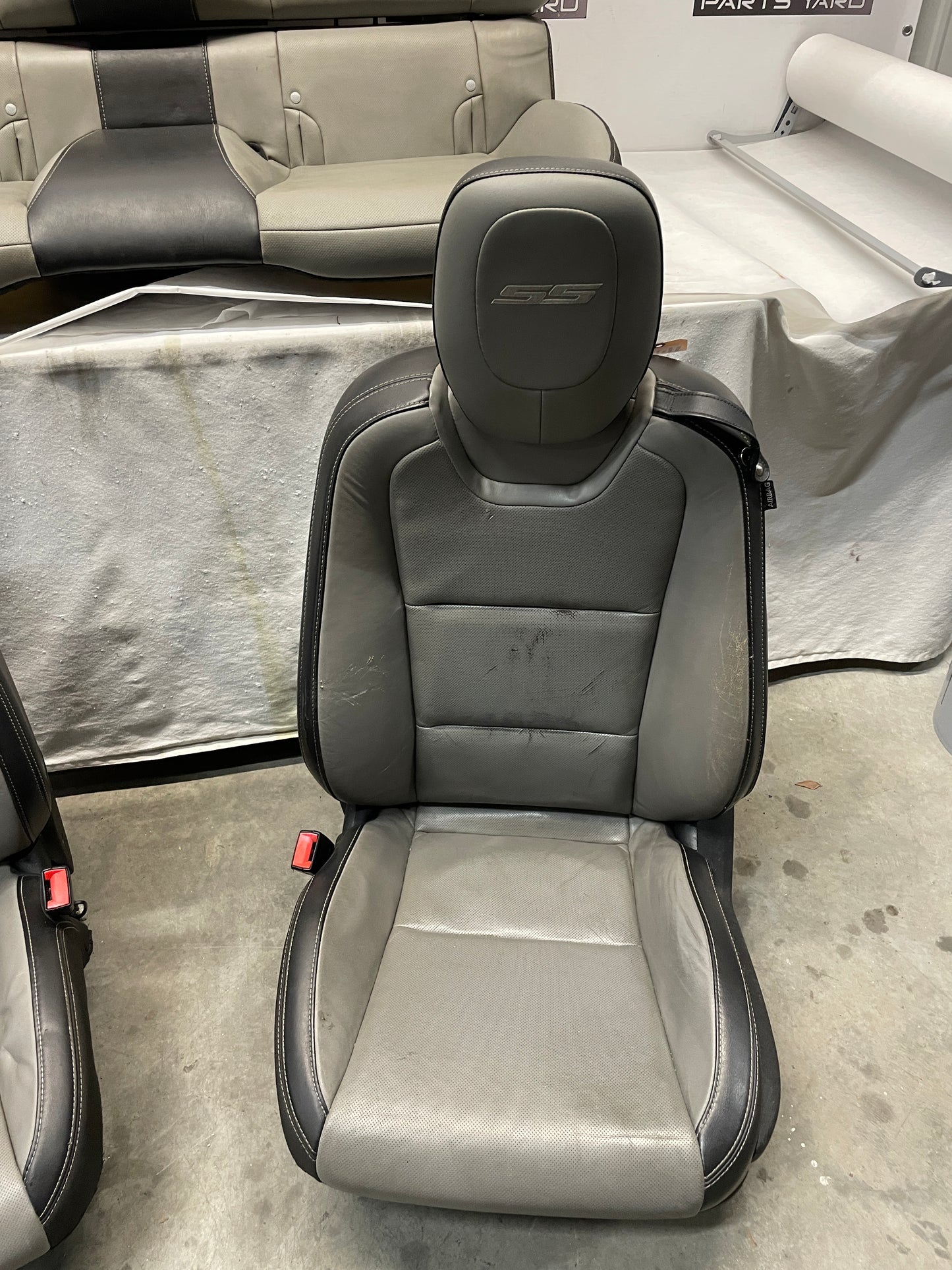2012 Chevy Camaro SS Seats Fronts and Rears Black and Gray Grey Leather OEM - Day's Parts Yard