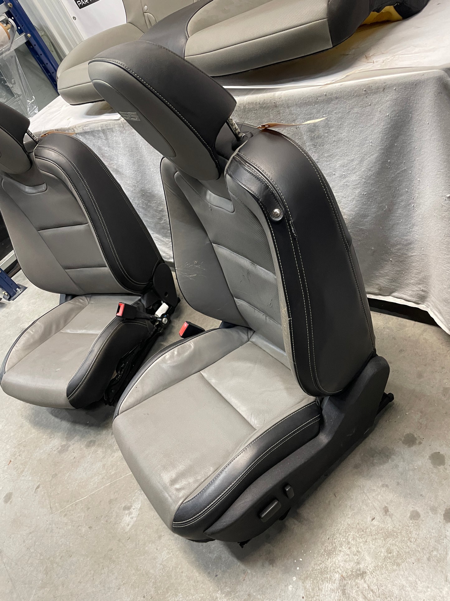2012 Chevy Camaro SS Seats Fronts and Rears Black and Gray Grey Leather OEM - Day's Parts Yard