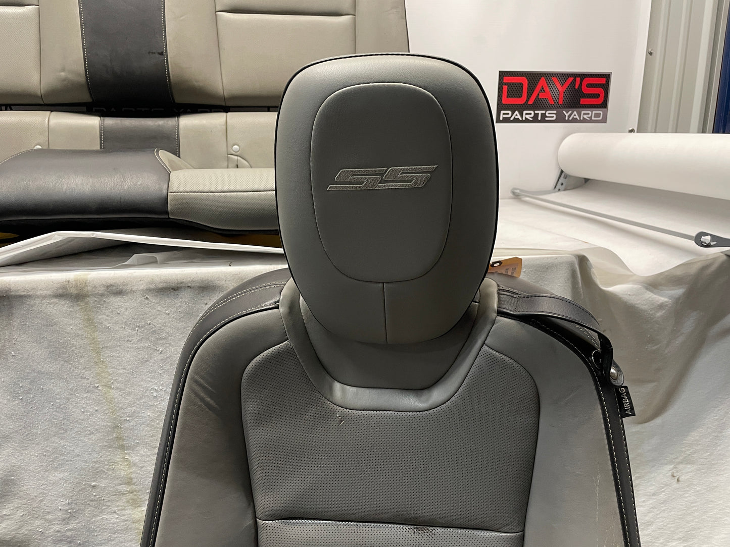 2012 Chevy Camaro SS Seats Fronts and Rears Black and Gray Grey Leather OEM - Day's Parts Yard