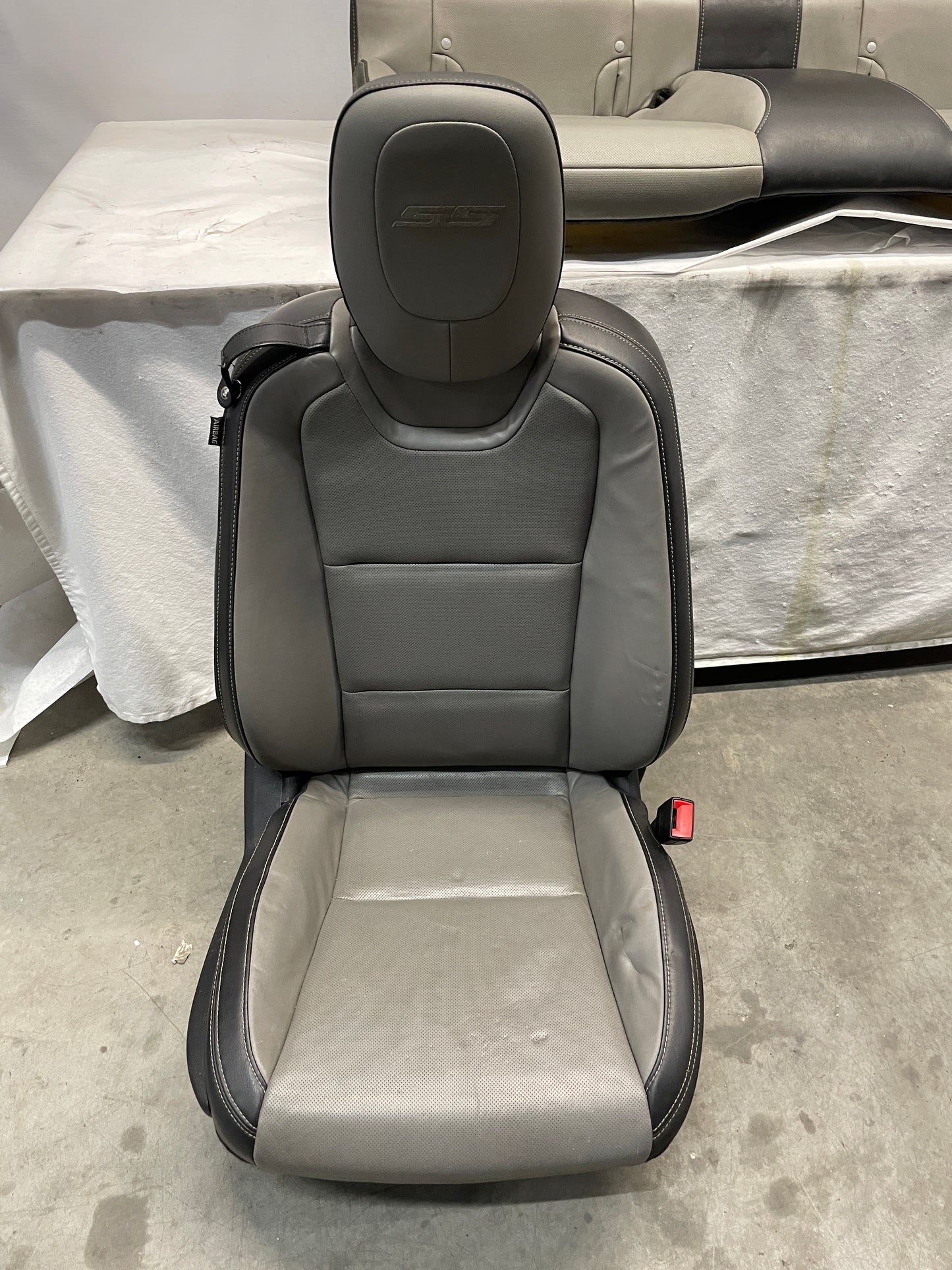 2012 Chevy Camaro SS Seats Fronts and Rears Black and Gray Grey Leather OEM - Day's Parts Yard