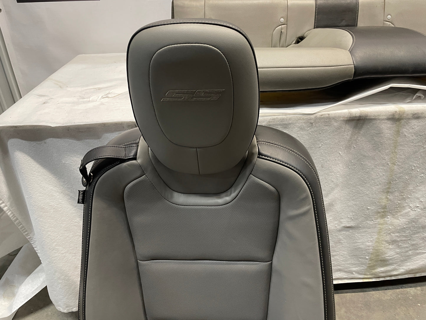 2012 Chevy Camaro SS Seats Fronts and Rears Black and Gray Grey Leather OEM - Day's Parts Yard