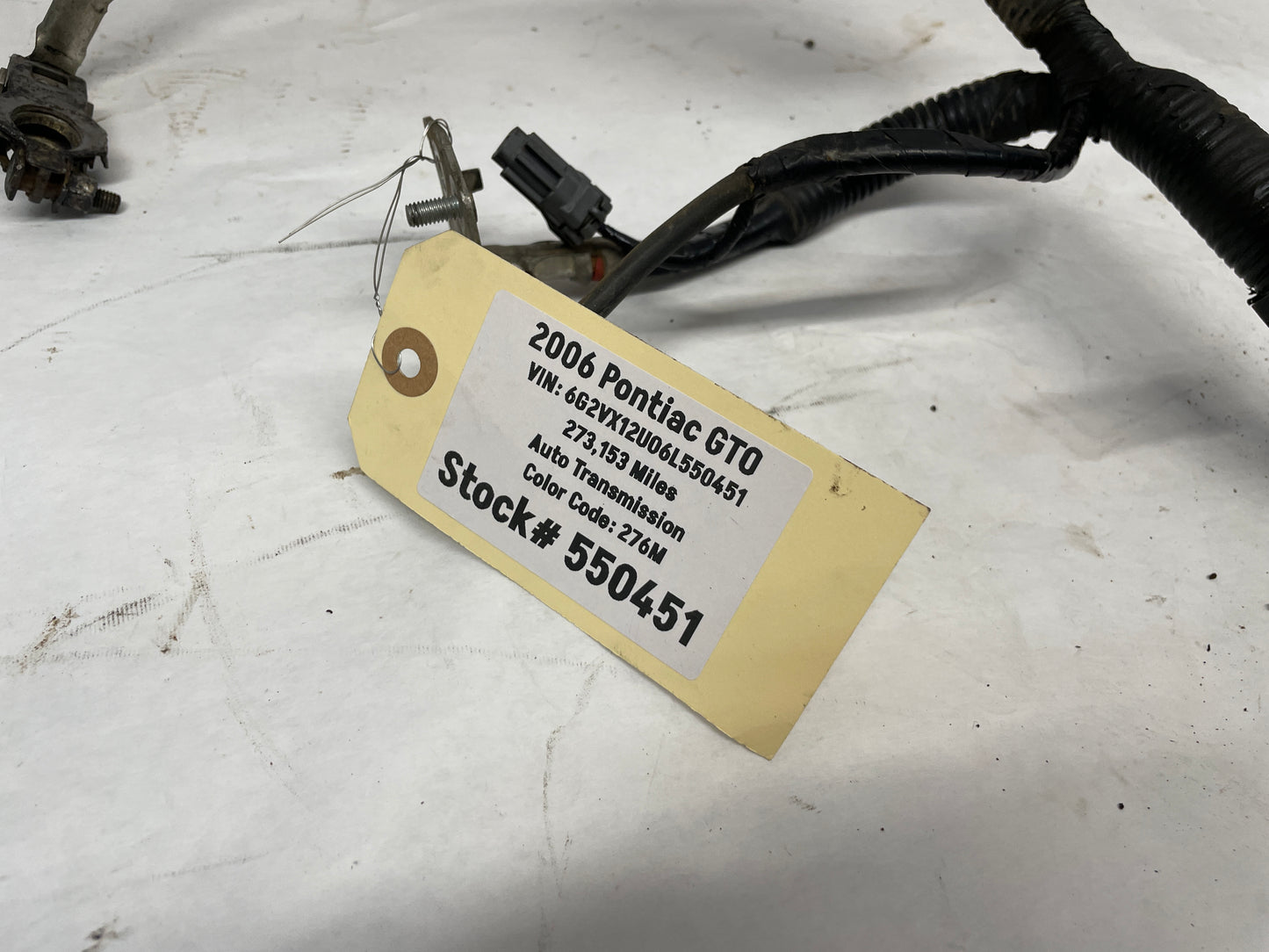 2006 Pontiac GTO Starter Alternator Positive Negative Battery Cable Wire Wiring Harness OEM - Day's Parts Yard