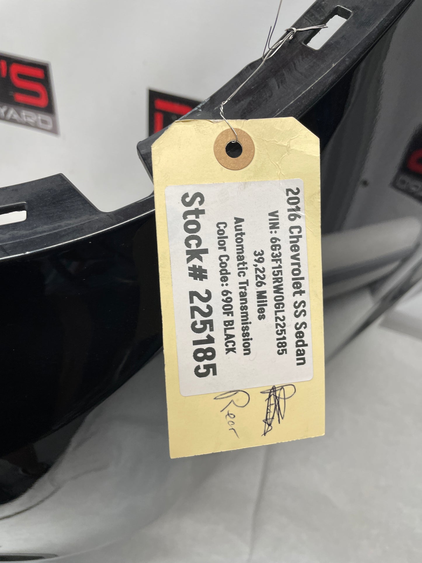 2016 Chevy SS Sedan Complete Rear Bumper Cover Black OEM - Day's Parts Yard