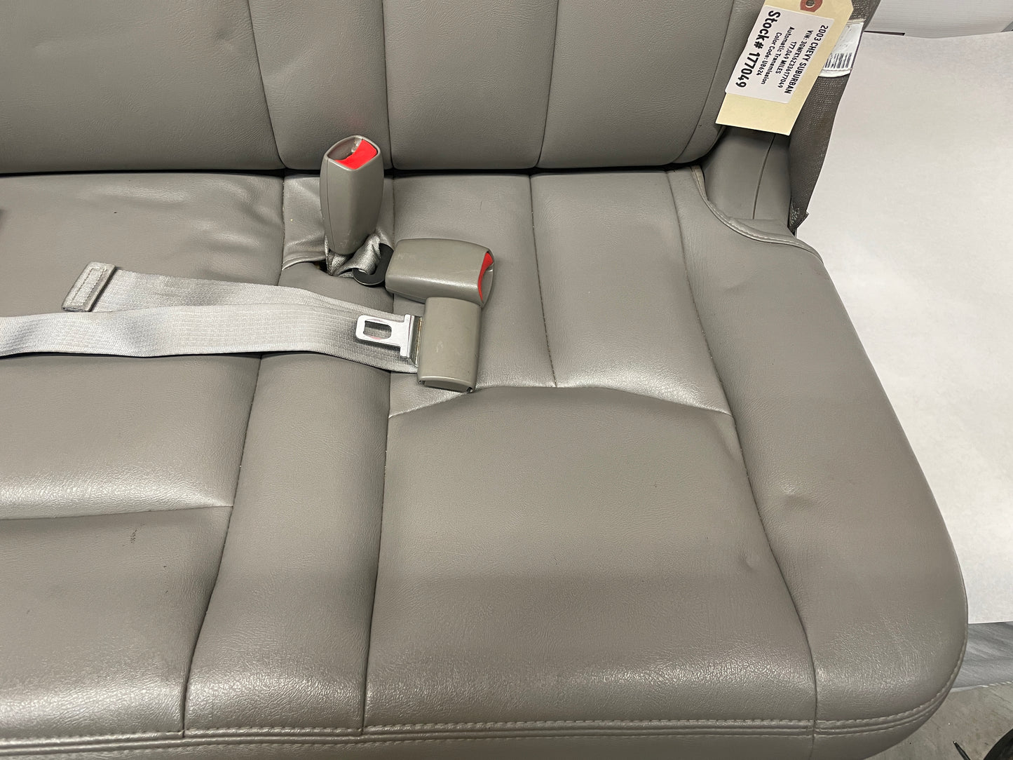 2003 Chevy Suburban Seats 3rd Row Bench Gray Grey Leather OEM - Day's Parts Yard