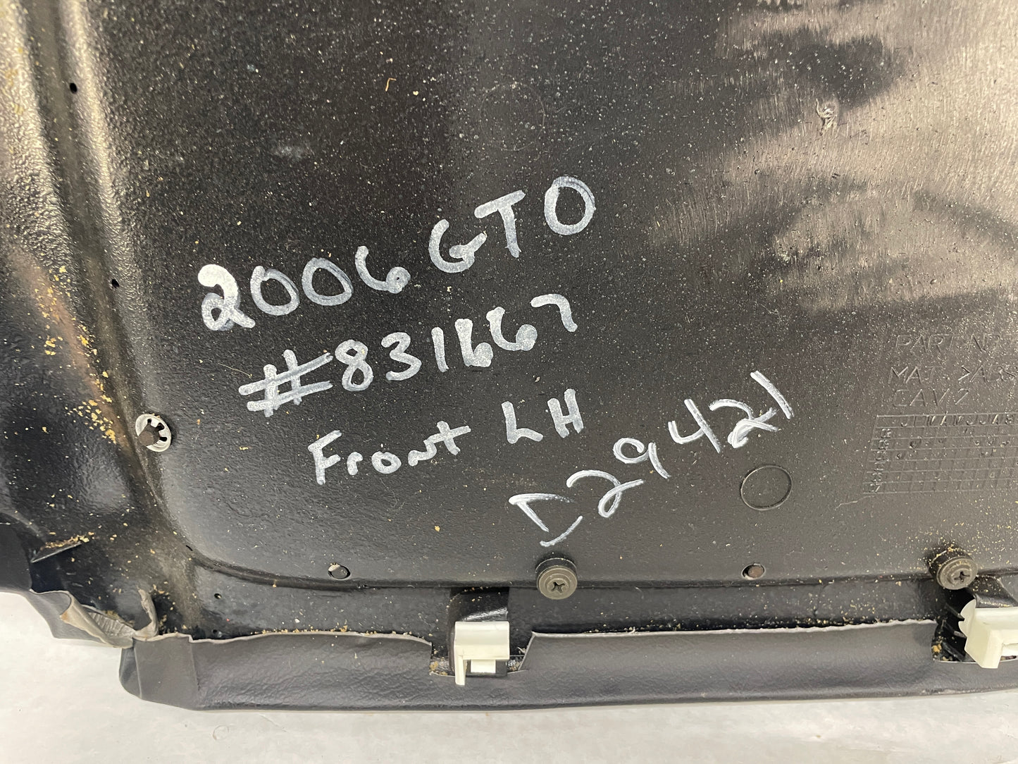 2006 Pontiac GTO LH Driver Front Seat Upper Back Panel Cover Trim Map Pocket Bag OEM