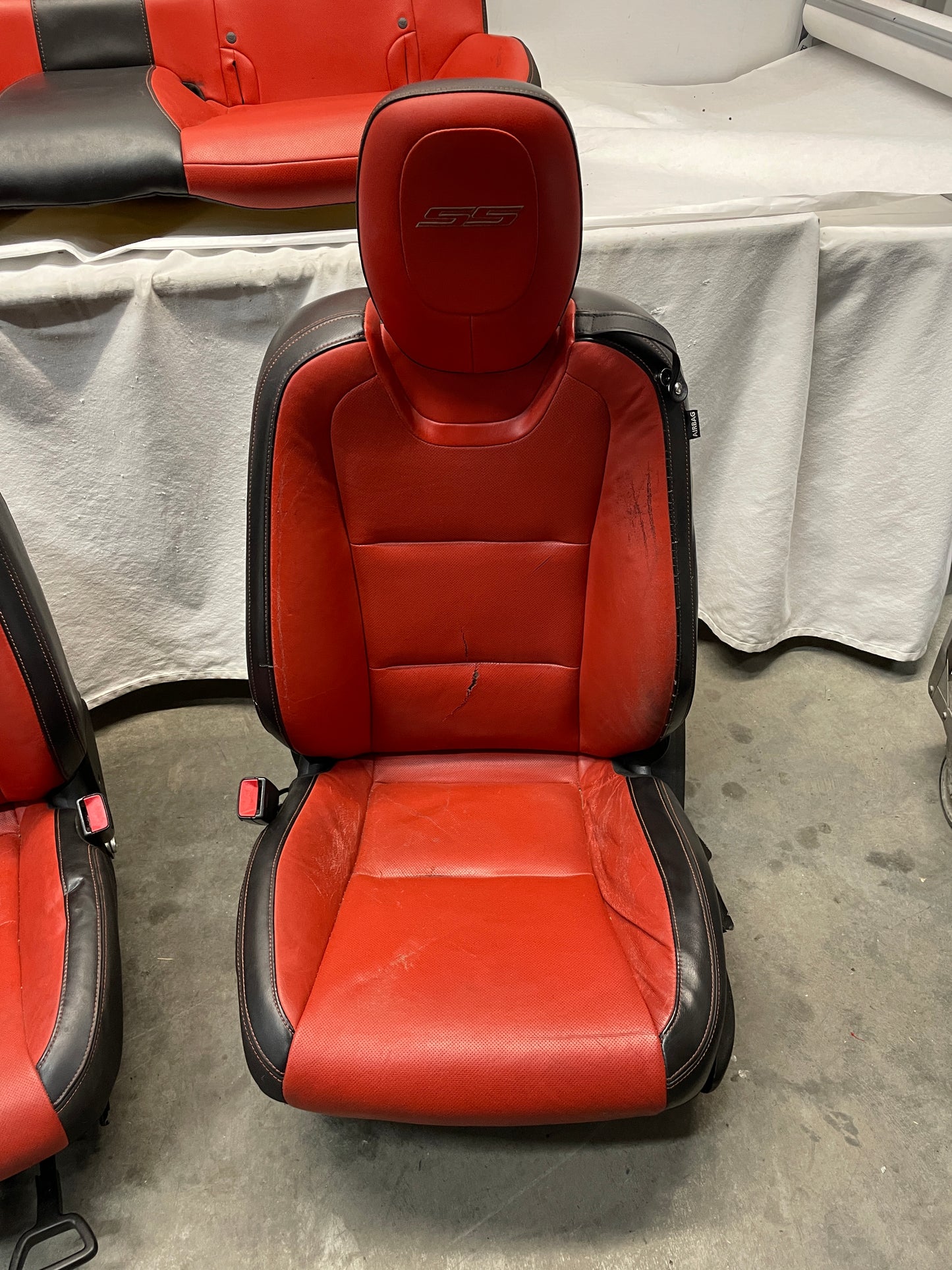 2010 Chevy Camaro SS Seats Fronts and Rears Black and Orange Leather OEM - Day's Parts Yard