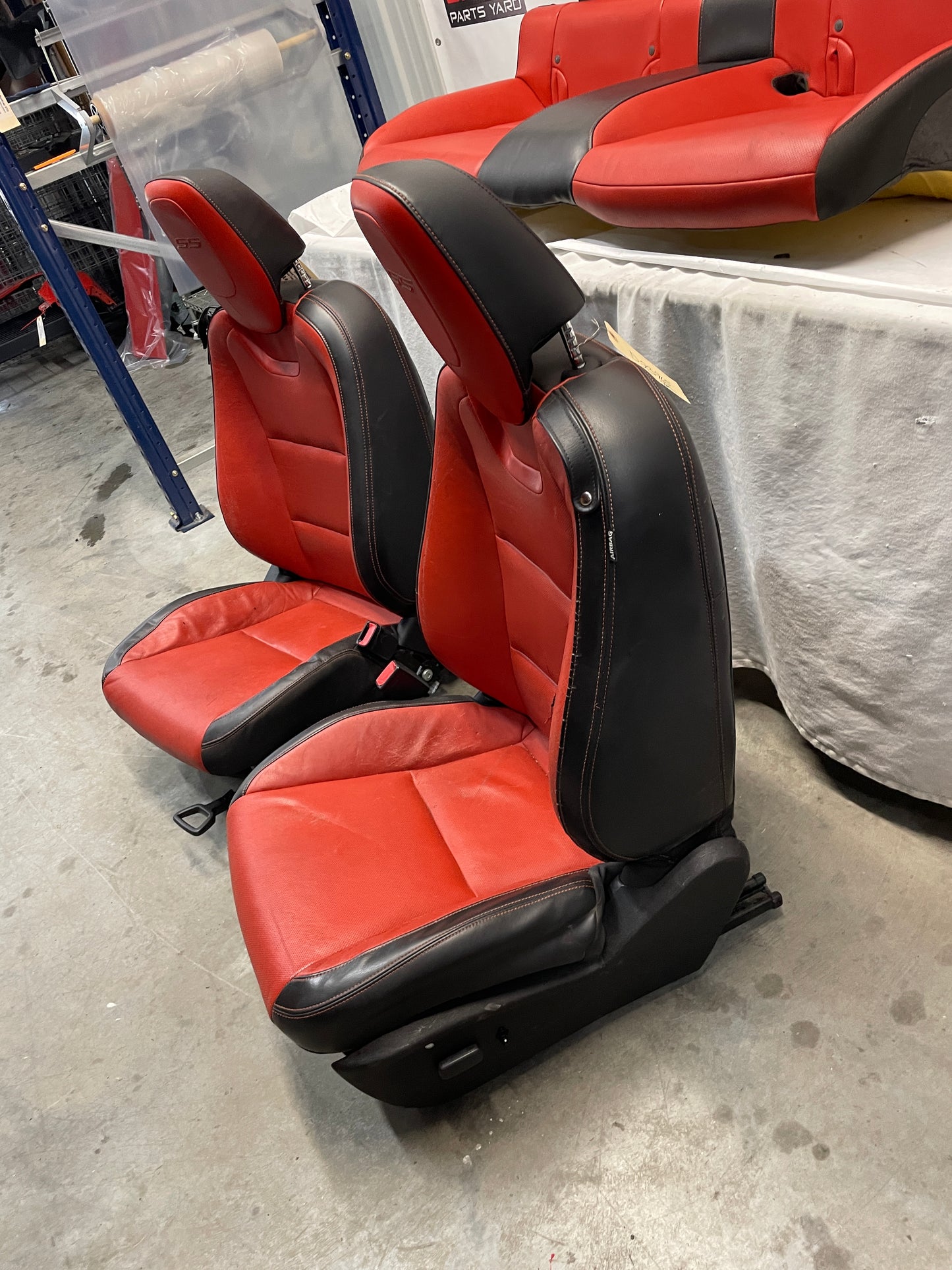 2010 Chevy Camaro SS Seats Fronts and Rears Black and Orange Leather OEM - Day's Parts Yard