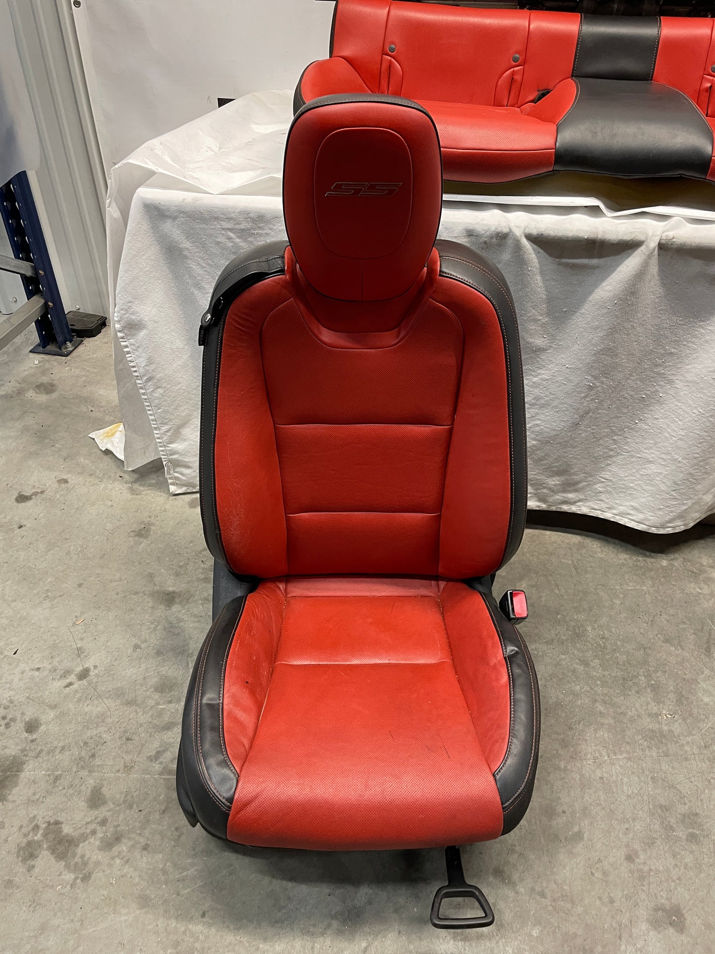 2010 Chevy Camaro SS Seats Fronts and Rears Black and Orange Leather OEM - Day's Parts Yard